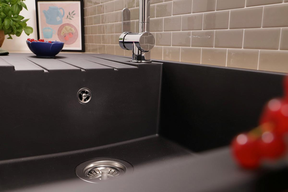 Spüle Respekta Houston 100X501BS Schwarz - Schwarz, Trend, Glas/Kunststoff (100/21/50cm) - Respekta