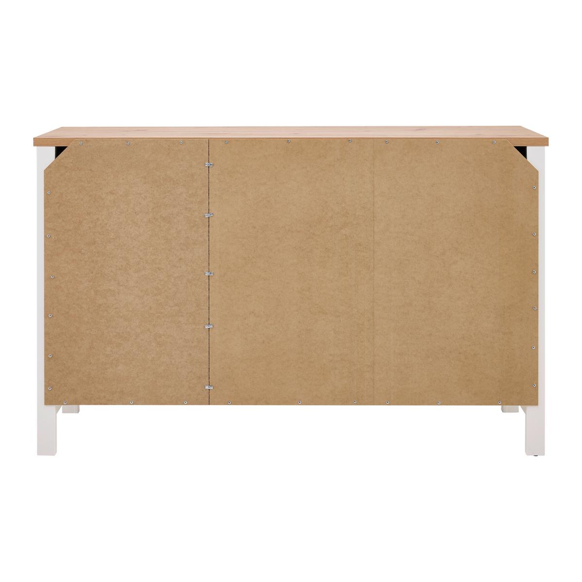 Sideboard Sicilia Weiß/Eiche - Silberfarben/Weiß, ROMANTIK / LANDHAUS, Holzwerkstoff/Metall (148/92/45cm) - Mömax