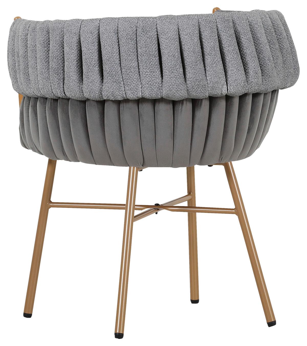 KRZESŁO Z PODŁOKIETNIKAMI TWISTY - kolor złoty/szary, Design, metal/tkanina (65/76/60cm) - Ambia Home