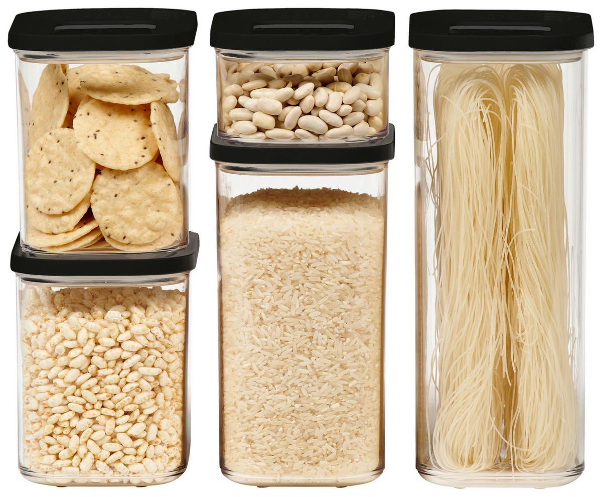 ZESTAW POJEMNIKÓW KUCHENNYCH 106994040400 - czarny/przezroczysty, Konventionell, tworzywo sztuczne (14,7/27,5/23cm) - Mepal