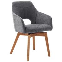 KRZESŁO Z PODŁOKIETNIKAMI EVITA - dąb dziki/szary, Design, drewno/tkanina (57/84/57cm) - Voleo