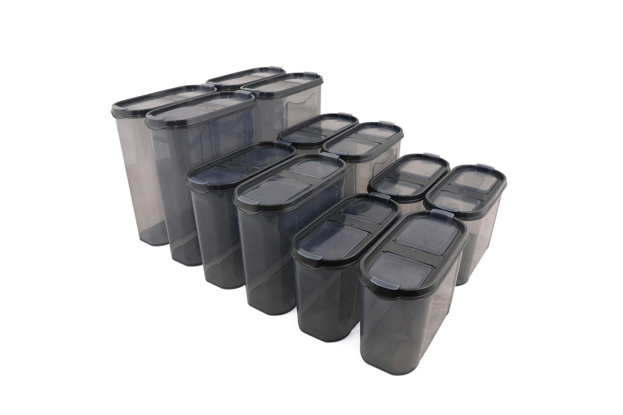 ZESTAW POJEMNIKÓW KUCHENNYCH DSY4X - antracytowy, Basics, tworzywo sztuczne (19/24/9cm)