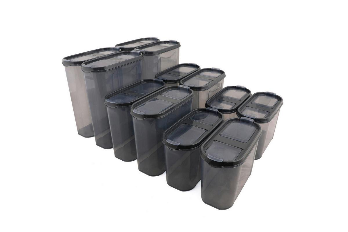 ZESTAW POJEMNIKÓW KUCHENNYCH DSY4X - antracytowy, Basics, tworzywo sztuczne (19/24/9cm)