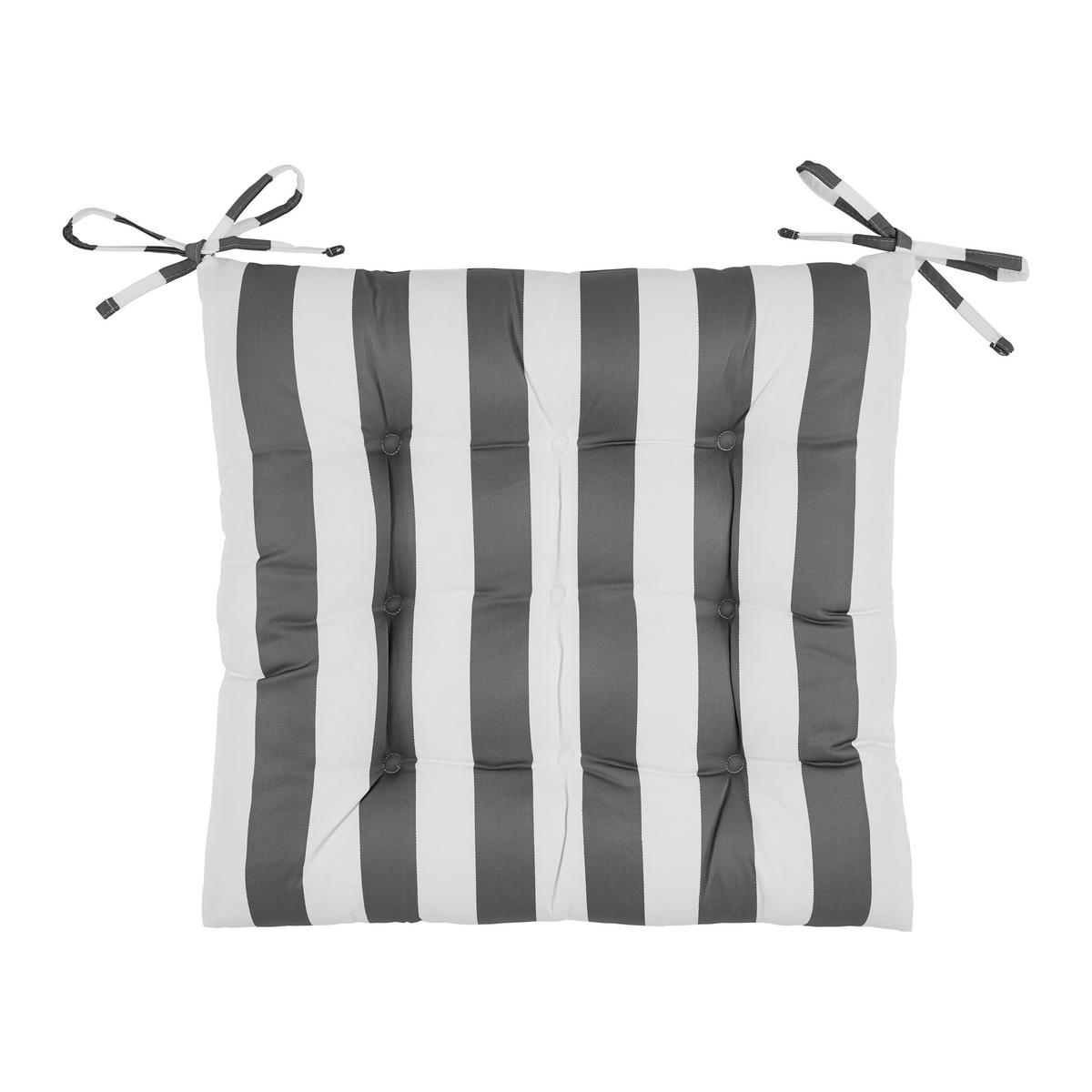 Sitzkissen Amore Streif Grau/Weiß ca. 45x45cm - Weiß/Grau, Textil (45/45cm) - Mömax