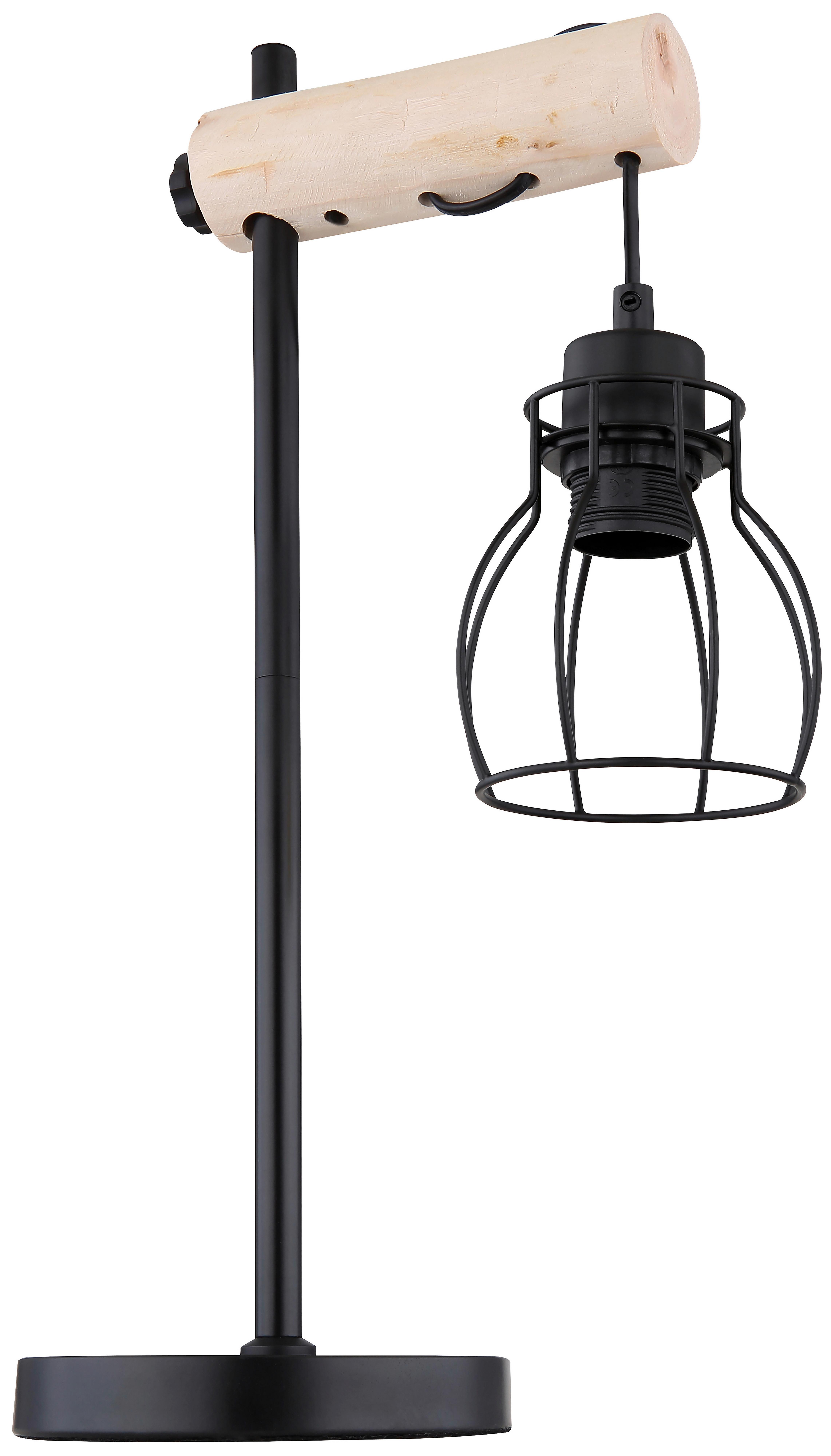 TISCHLEUCHTE AALIYAH - Schwarz/Naturfarben, Romantik / Landhaus, Holz/Kunststoff (16/48cm) - Modern Living