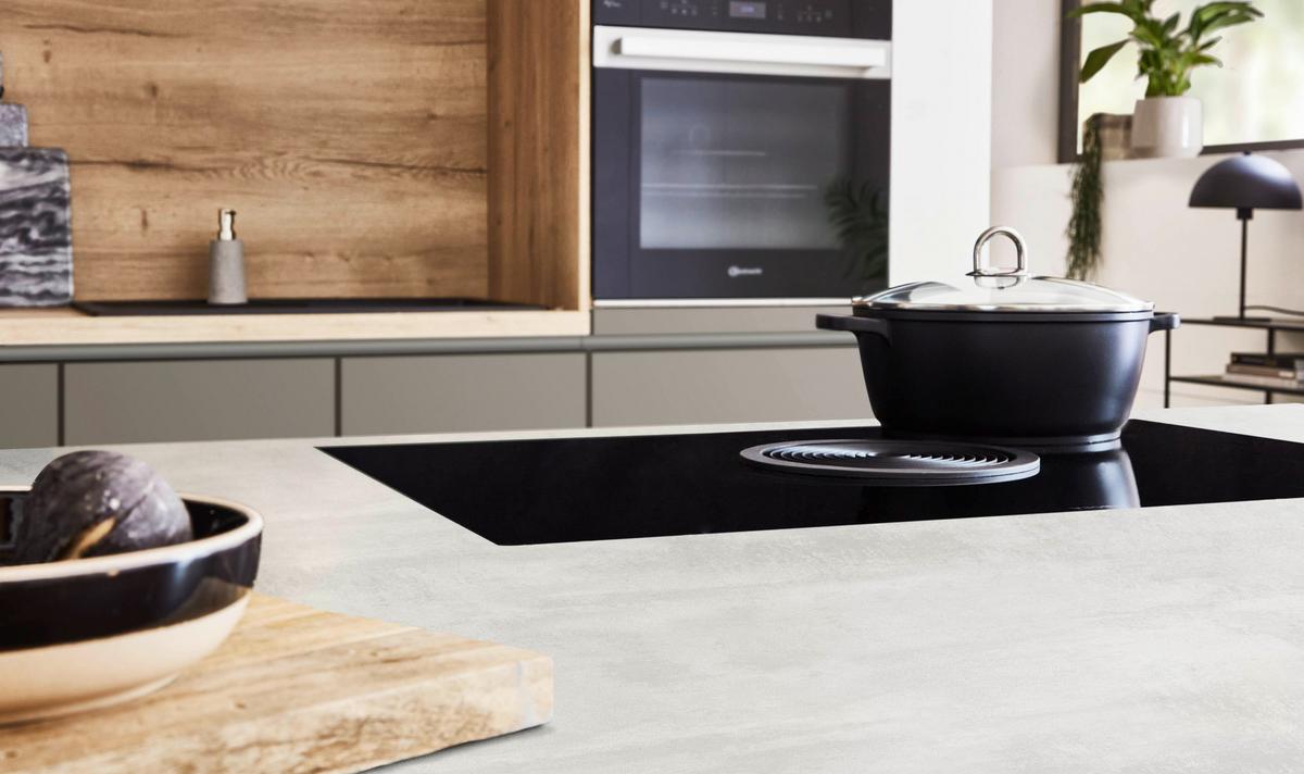 Einbauküche Easytouch Taupegrau/Eichefarben - Taupe/Eichefarben, MODERN, Holzwerkstoff (300cm) - Nobilia