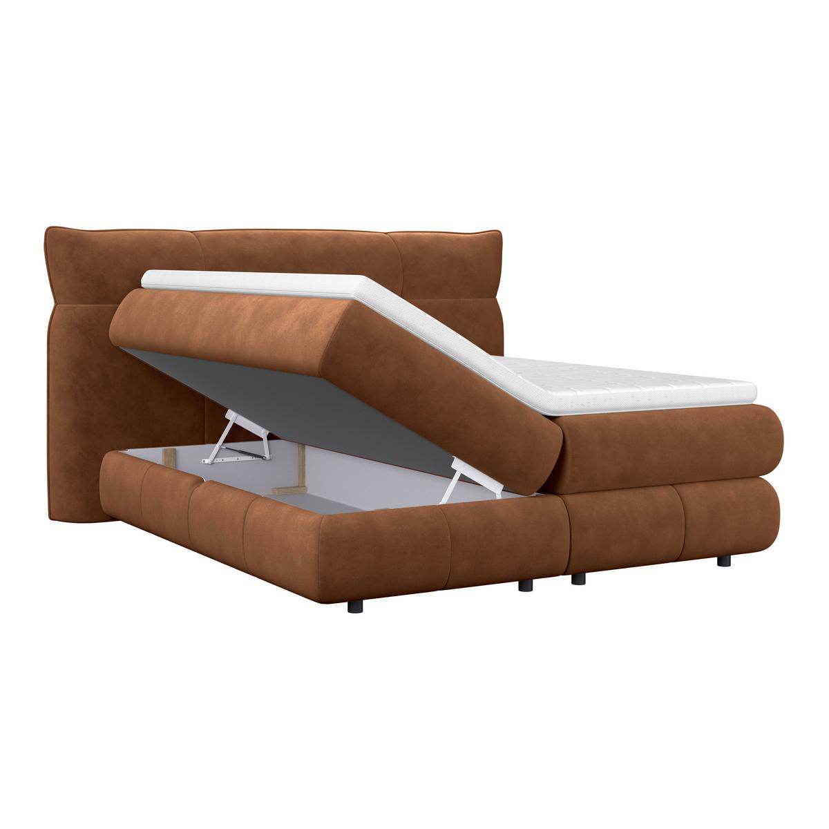 Boxspring Krevet Carmelo - bakrene boje/crna, Trend, tekstil/plastika (180/200cm) - Premium Living