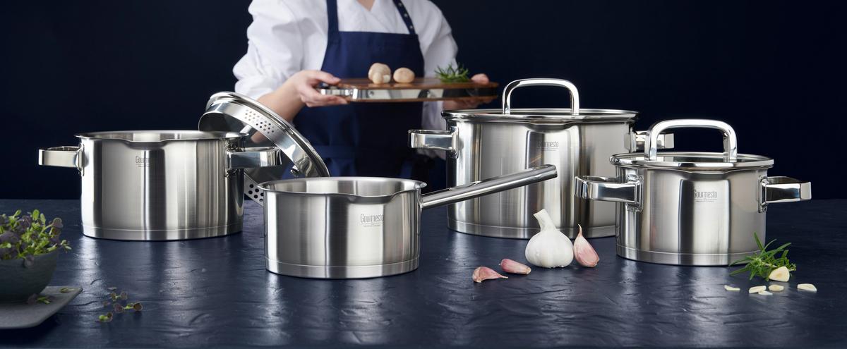 Set Posod Silver Line - barve nerjavečega jekla/prozorno, Konvencionalno, kovina/steklo - Gourmesto