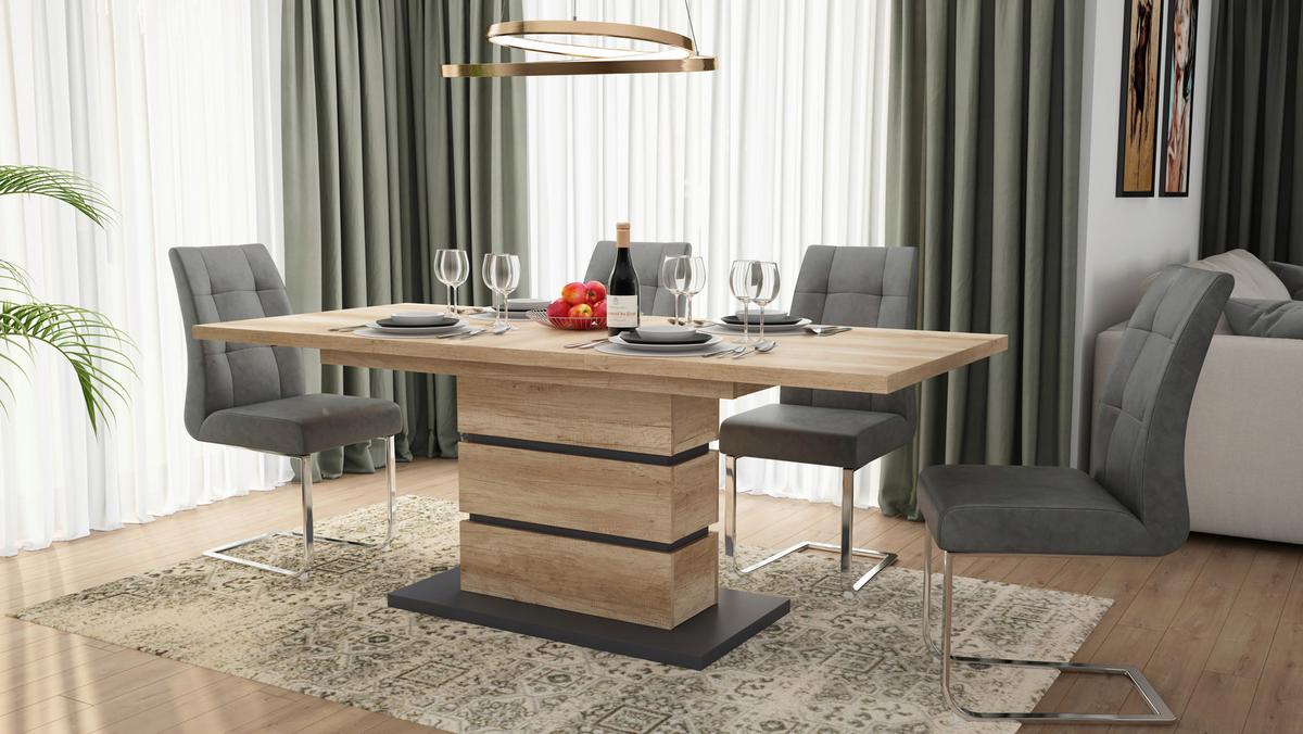 Schwingstuhl-Set MARLEN XXL Anthrazit, Wippfunktion - Anthrazit/Silberfarben, LIFESTYLE, Textil/Metall (47/96/62cm) - MID.YOU
