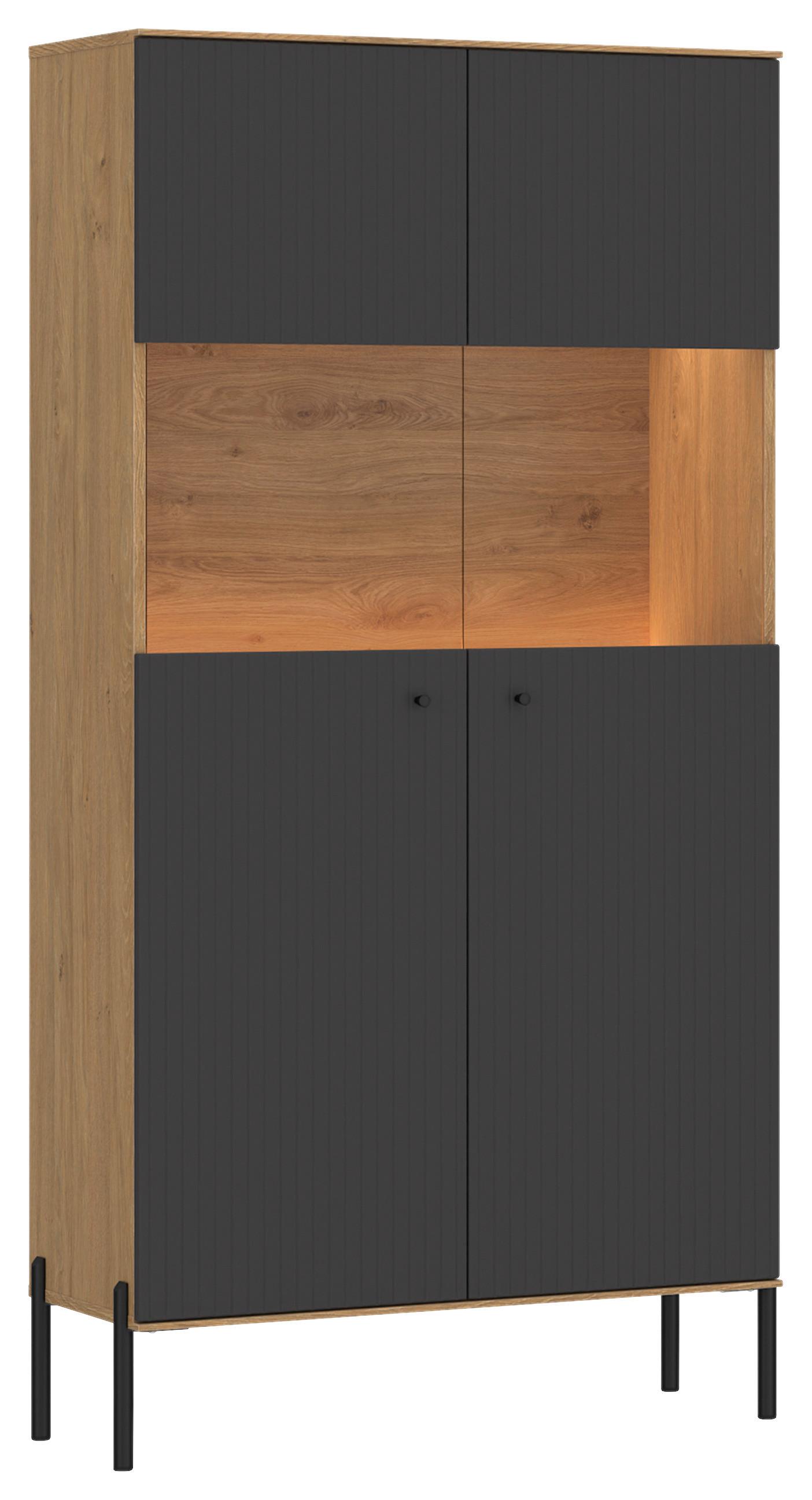 Vitrină NURSIA - antracit, Trend, sticlă/material pe bază de lemn (90/181,3/40cm) - Modern Living