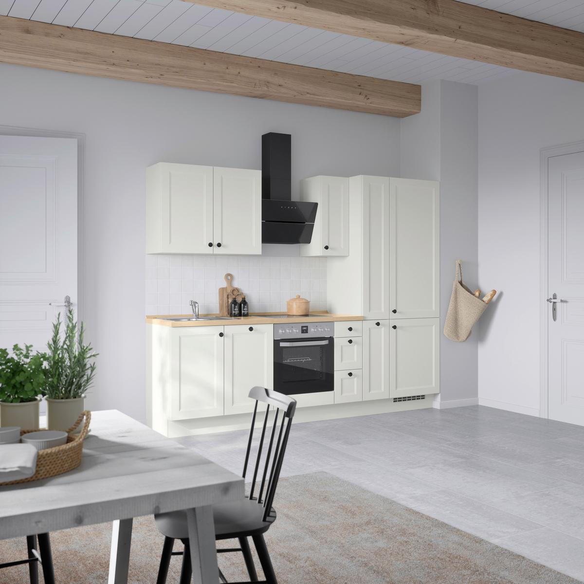 Küchenblock Cascada High m. Geräten Weiß - Eichefarben/Schwarz, MODERN, Holzwerkstoff/Metall (270cm) - Nobilia