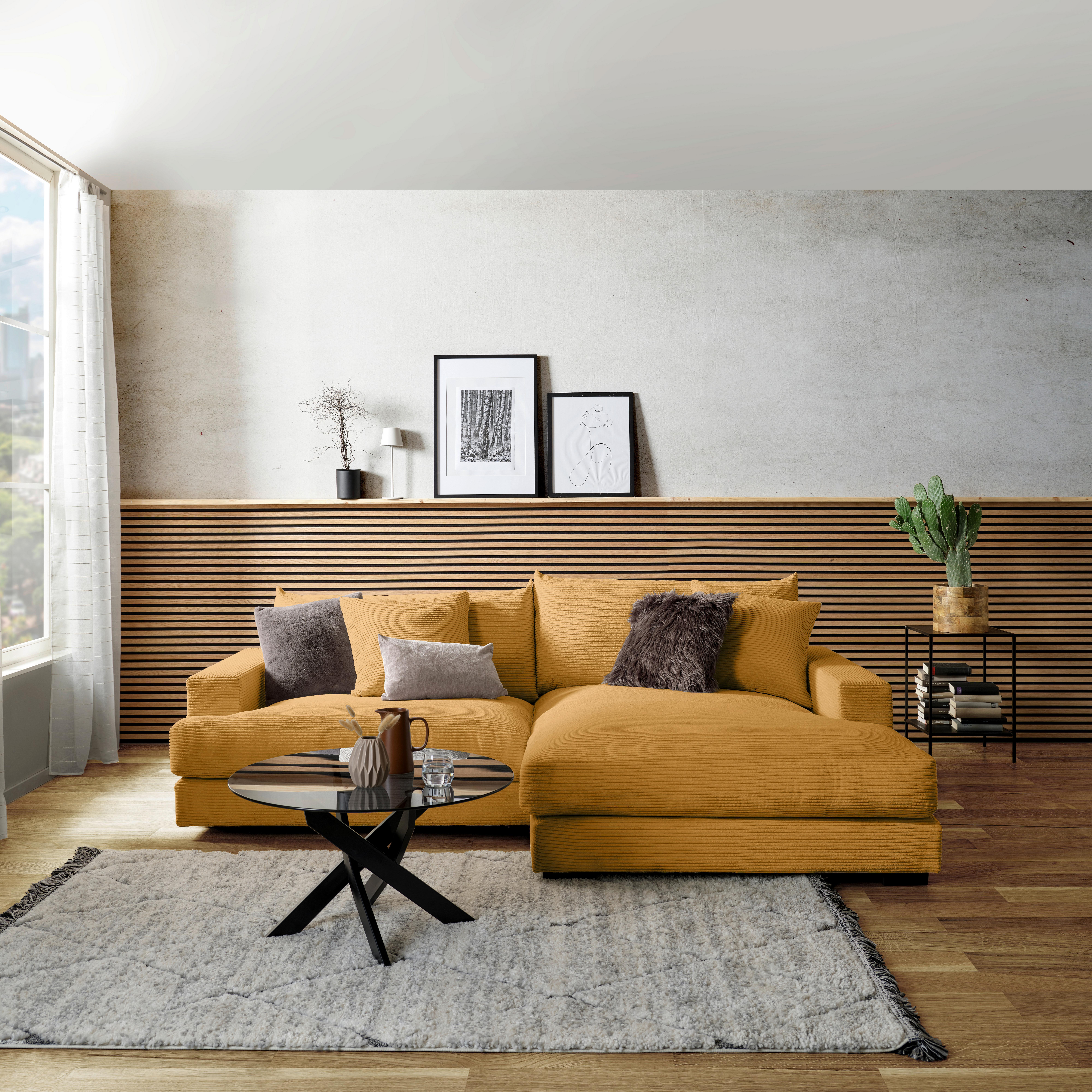 Kutna Garnitura Pelle - boje senfa/crna, Moderno, tekstil (265/180cm) - Modern Living