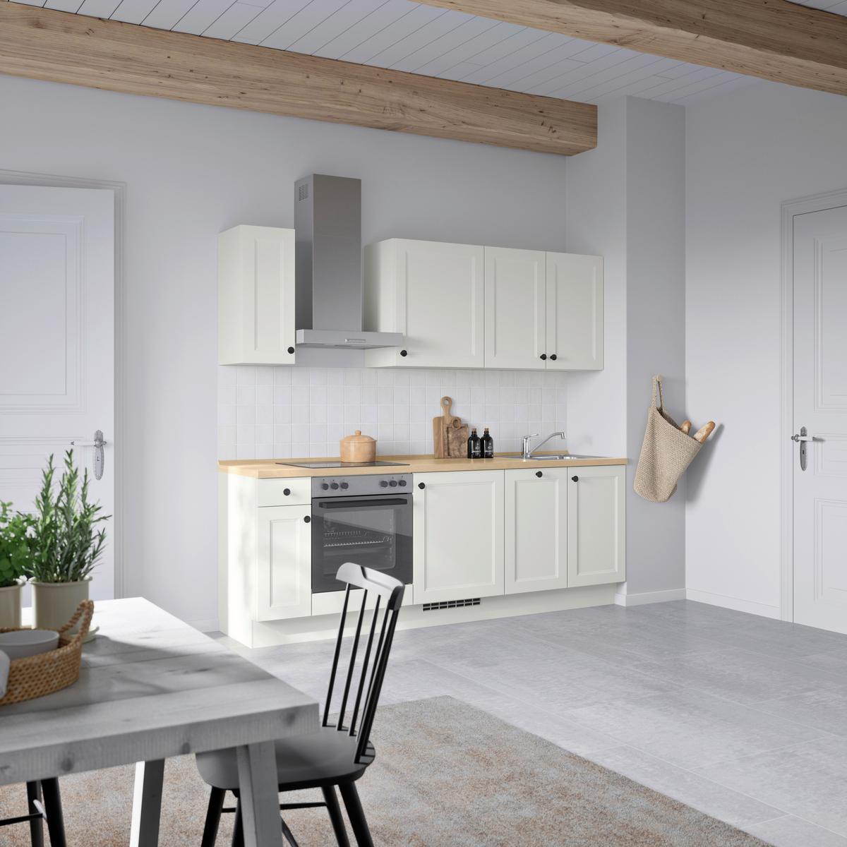 Küchenblock Cascada Low m. Geräten Weiß - Eichefarben/Schwarz, MODERN, Holzwerkstoff/Metall (240cm) - Nobilia