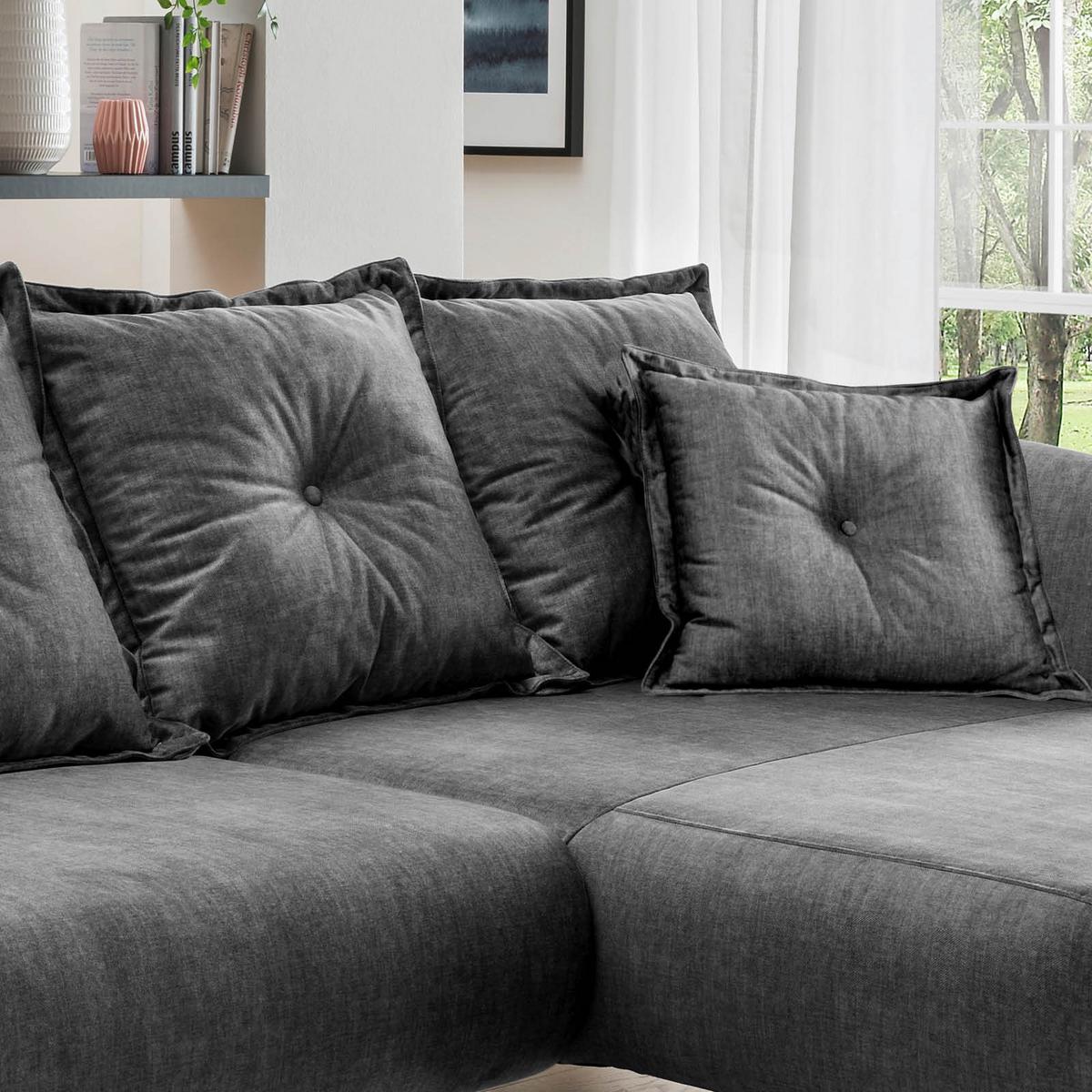 Wohnlandschaft Baggio Grau Velours - Buchefarben/Grau, MODERN, Holz/Textil (277/162cm) - Livetastic