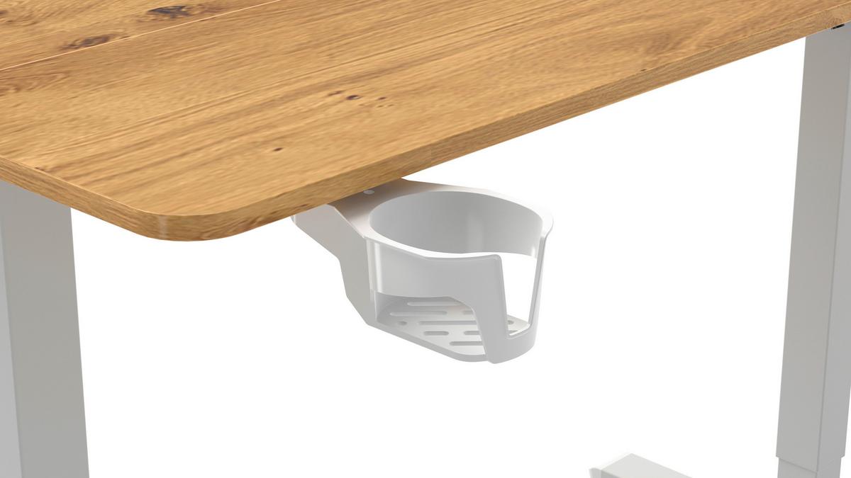 BIURKO PIKA - dąb deskowy/biały, Modern, materiał drewnopochodny/tworzywo sztuczne (120/60/70-115cm) - Livetastic