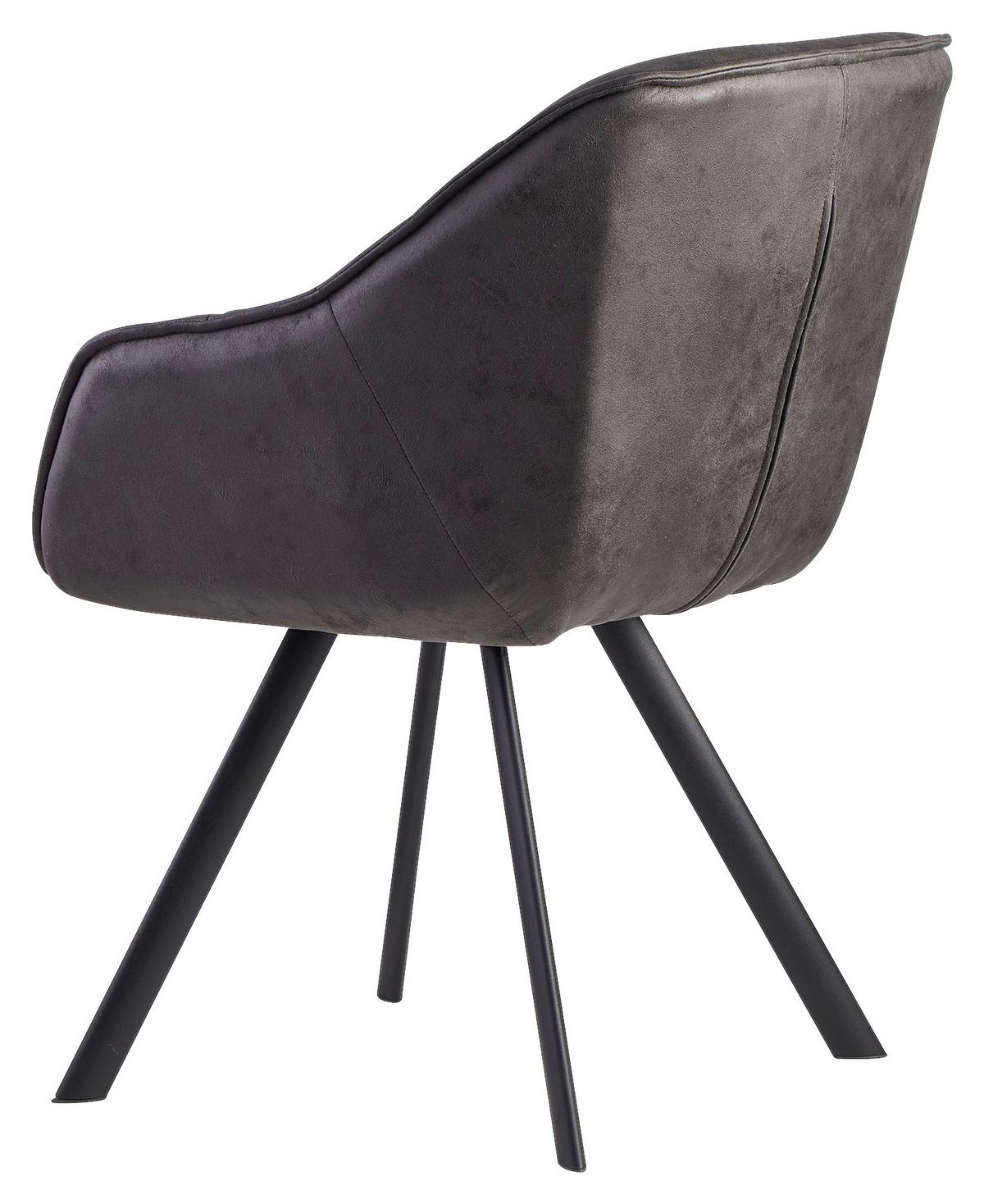 ARMLEHNSTUHL WOHNLING - Schwarz/Grau, Modern, Textil/Metall (60/85/64cm) - MID.YOU