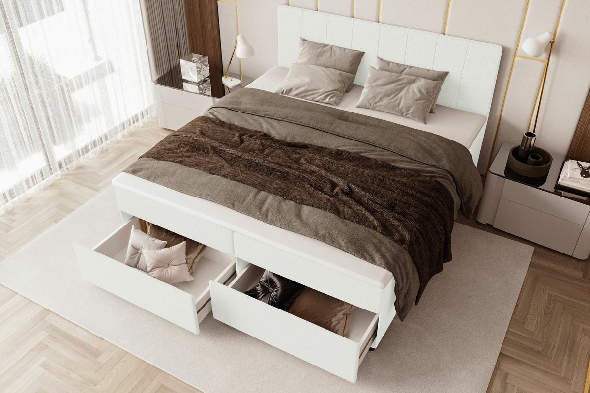 Boxbett Odin Creme ca. 160x200cm - Creme/Schwarz, KONVENTIONELL, Kunststoff/Textil (160/200cm) - Based