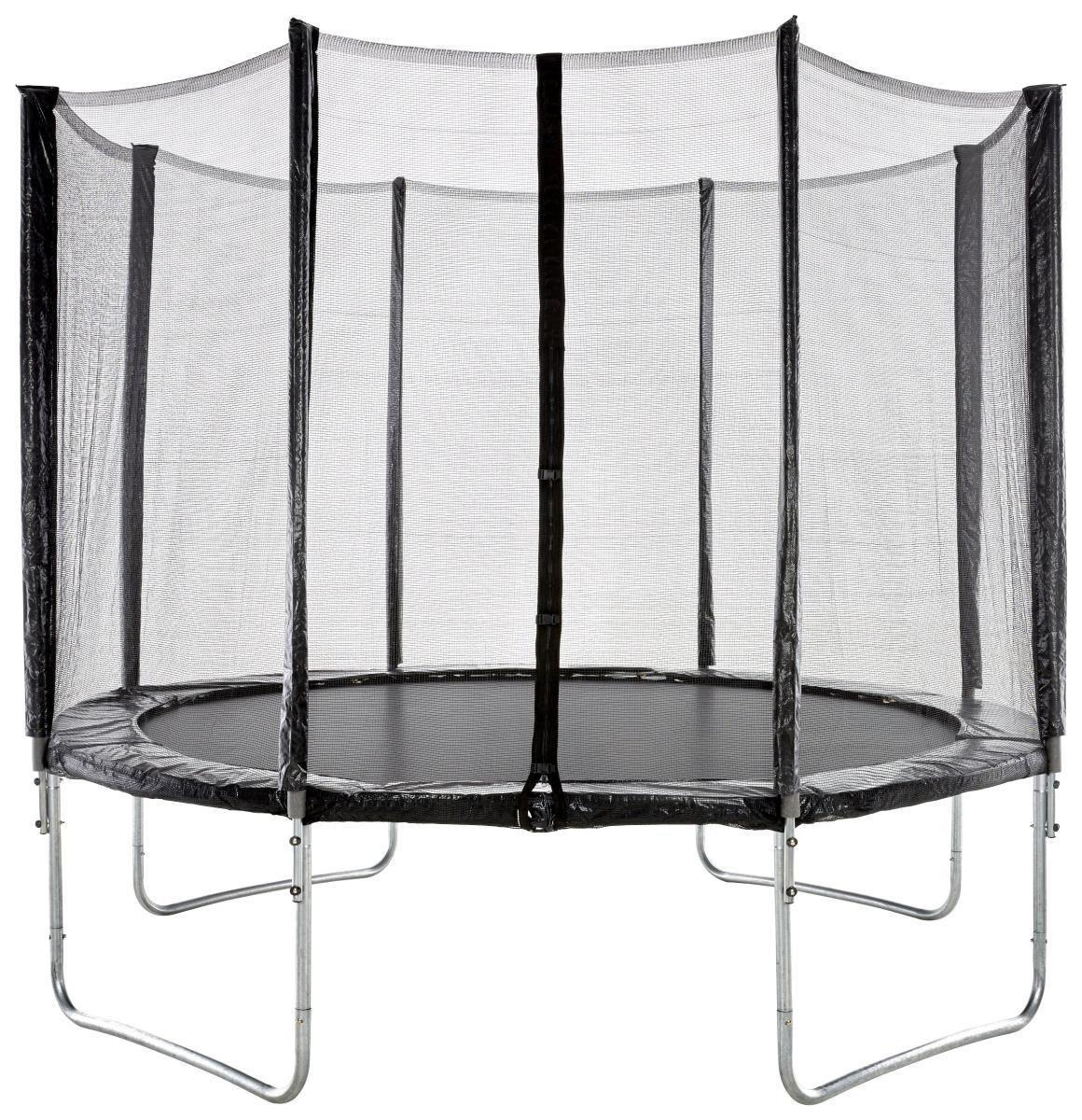 Trambulin Védőhálóval Jump - fekete/ezüstszínű, műanyag/fém (305/256cm) - Modern Living