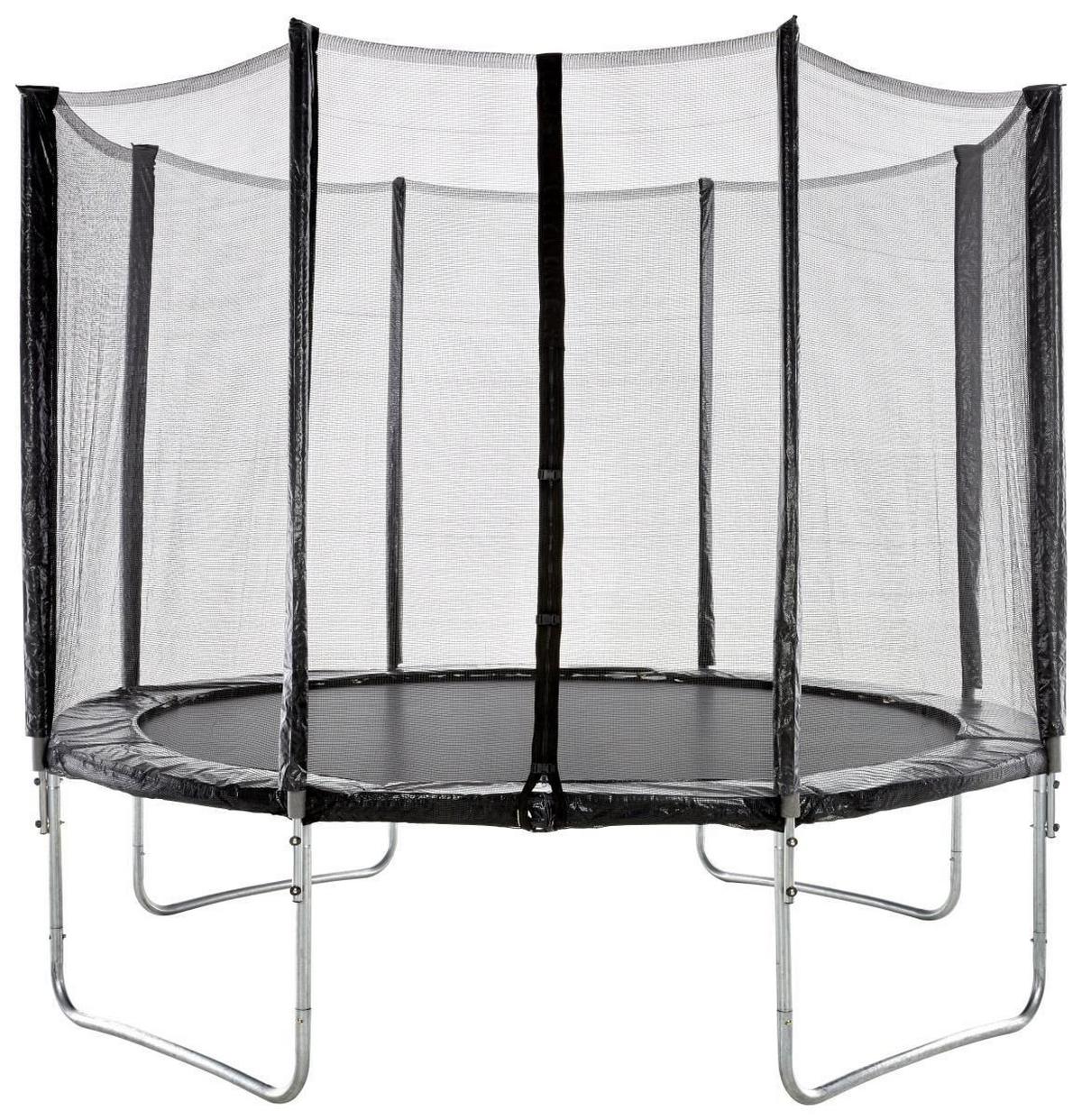 Trambulin Védőhálóval Jump - fekete/ezüstszínű, műanyag/fém (305/256cm) - Modern Living