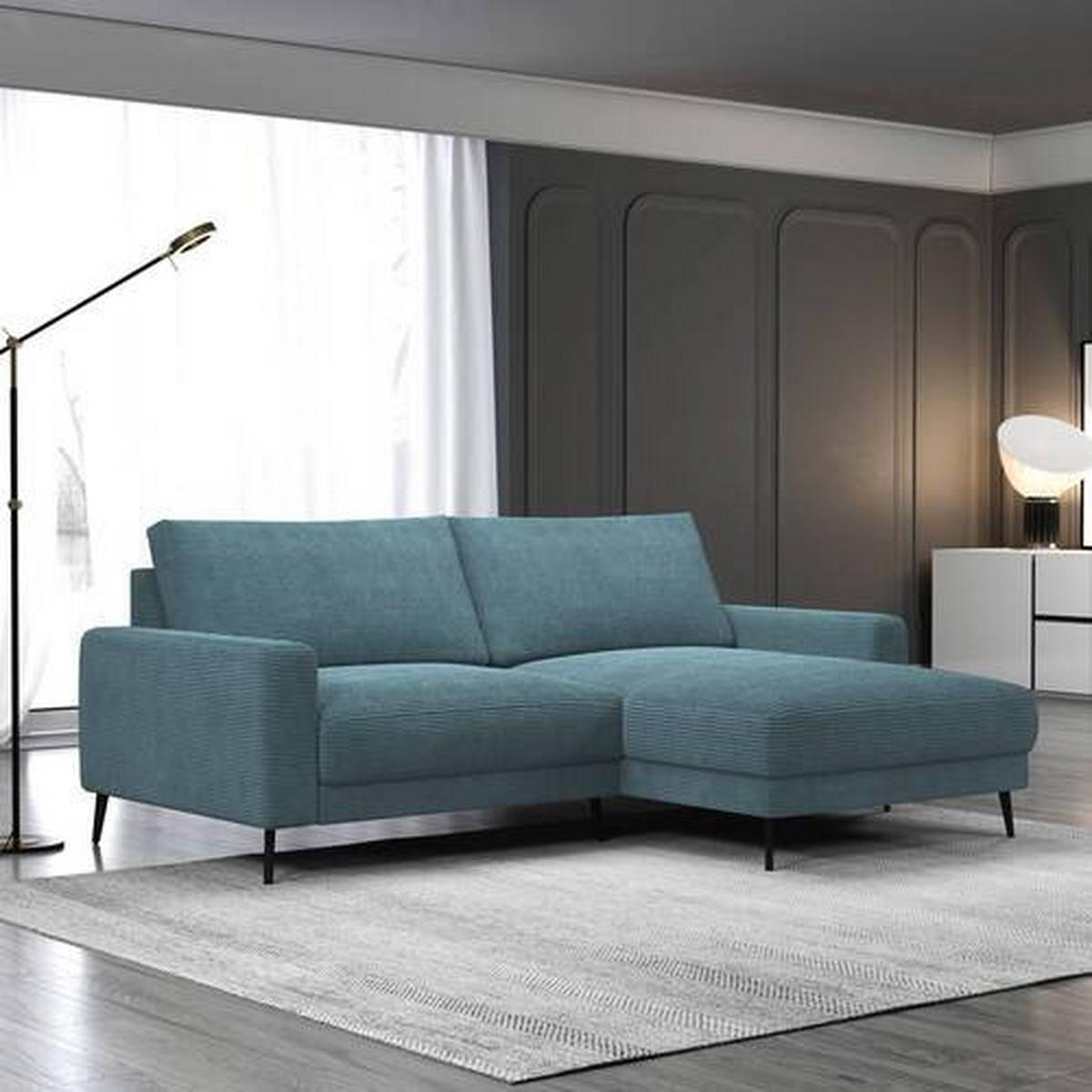 Wohnlandschaft Cora Türkis - Türkis/Schwarz, Modern, Holz/Textil (223/86/161cm) - Mömax