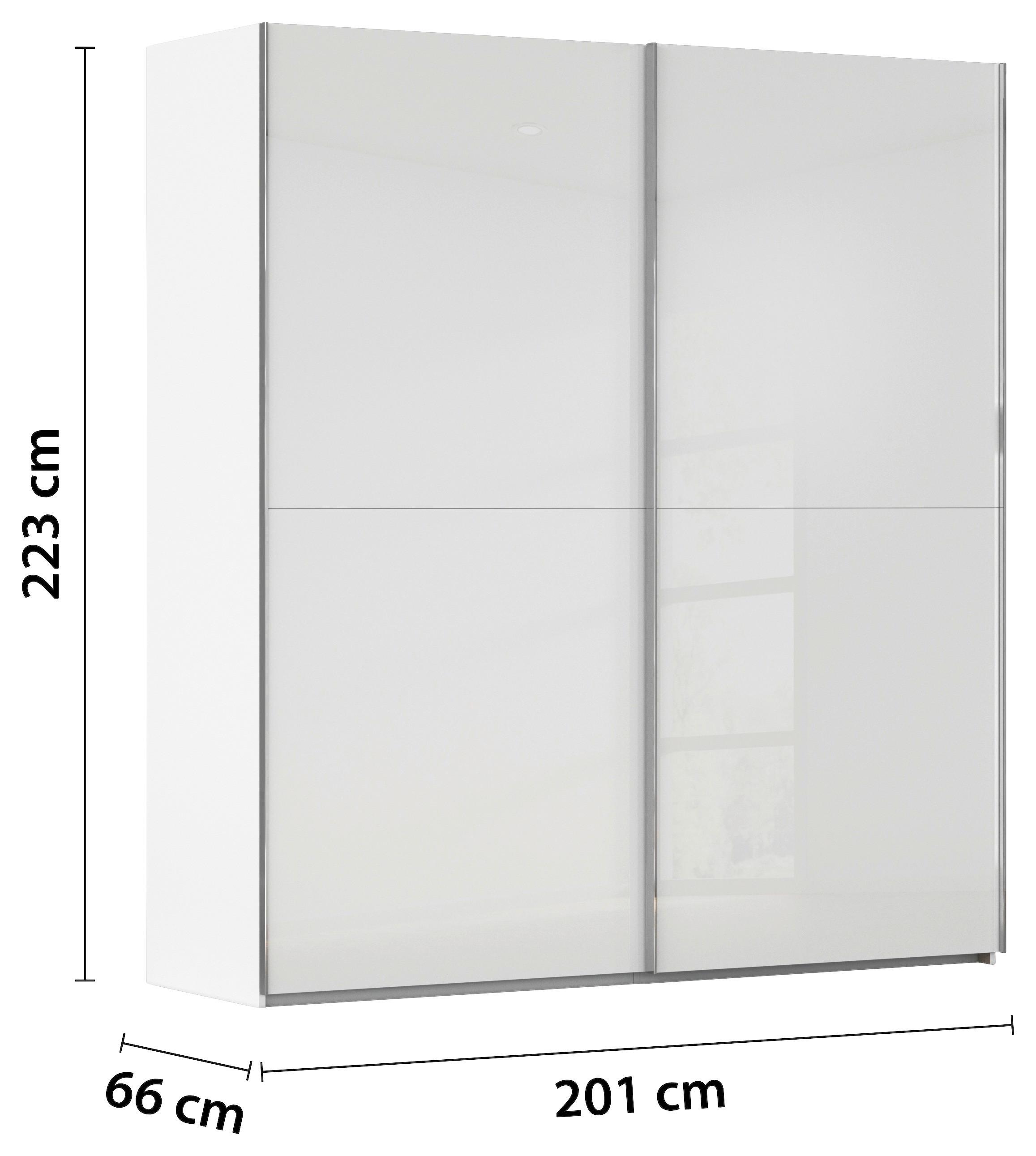 DULAP USI CULISANTE FIFTY - alb, Konventionell, sticlă/material pe bază de lemn (201/223/66cm) - Premium Living