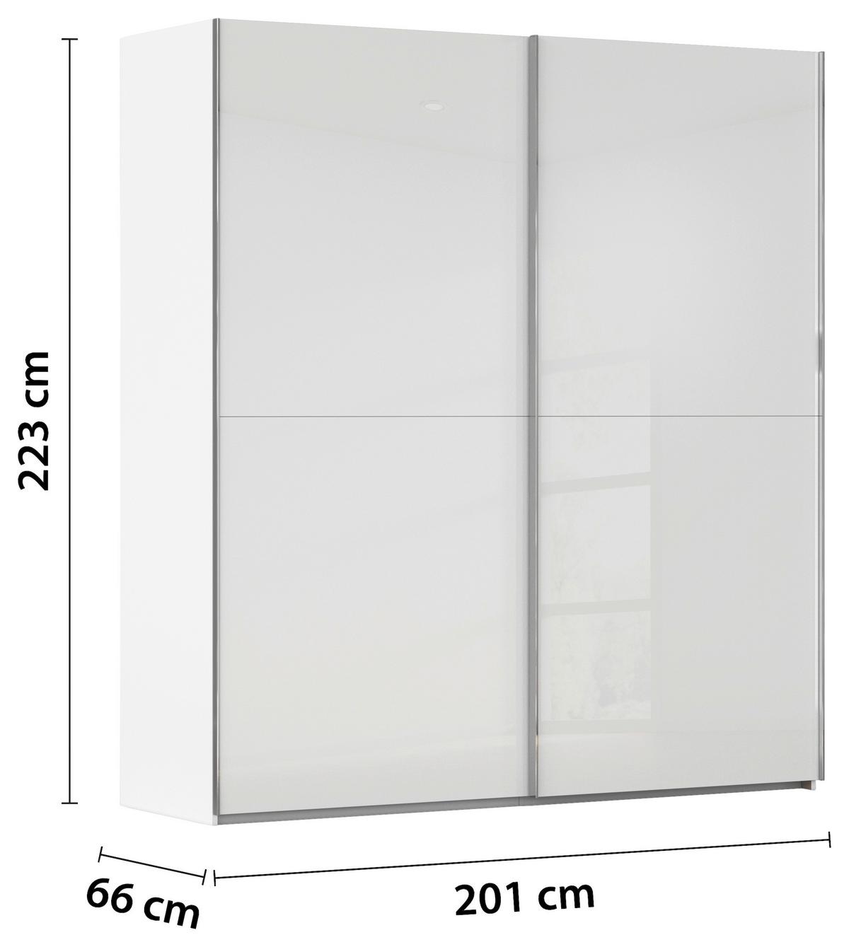 DULAP USI CULISANTE FIFTY - alb, Konventionell, sticlă/material pe bază de lemn (201/223/66cm) - Premium Living