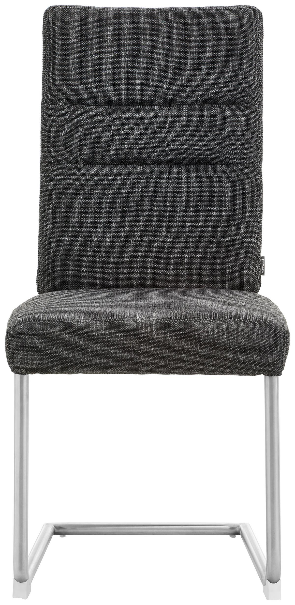 KRZESŁO NA PŁOZIE ROSY - kolor stalowy/ciemnoszary, Design, metal/tkanina (48/98/63cm) - Novel