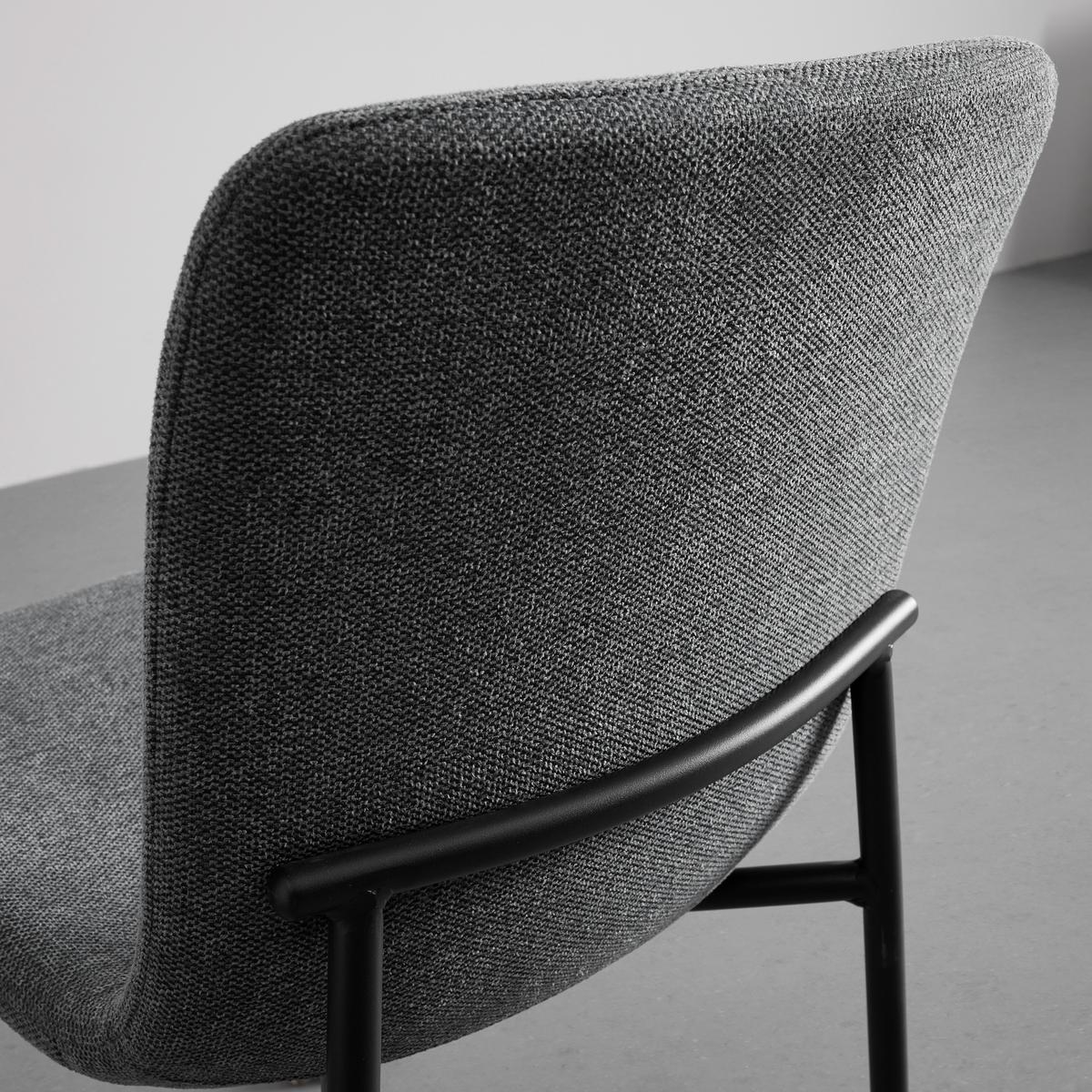 Stuhl Nele Grau Leinenoptik Gepolstert - Schwarz/Grau, MODERN, Holz/Textil (43/83/56cm) - Bessagi Home