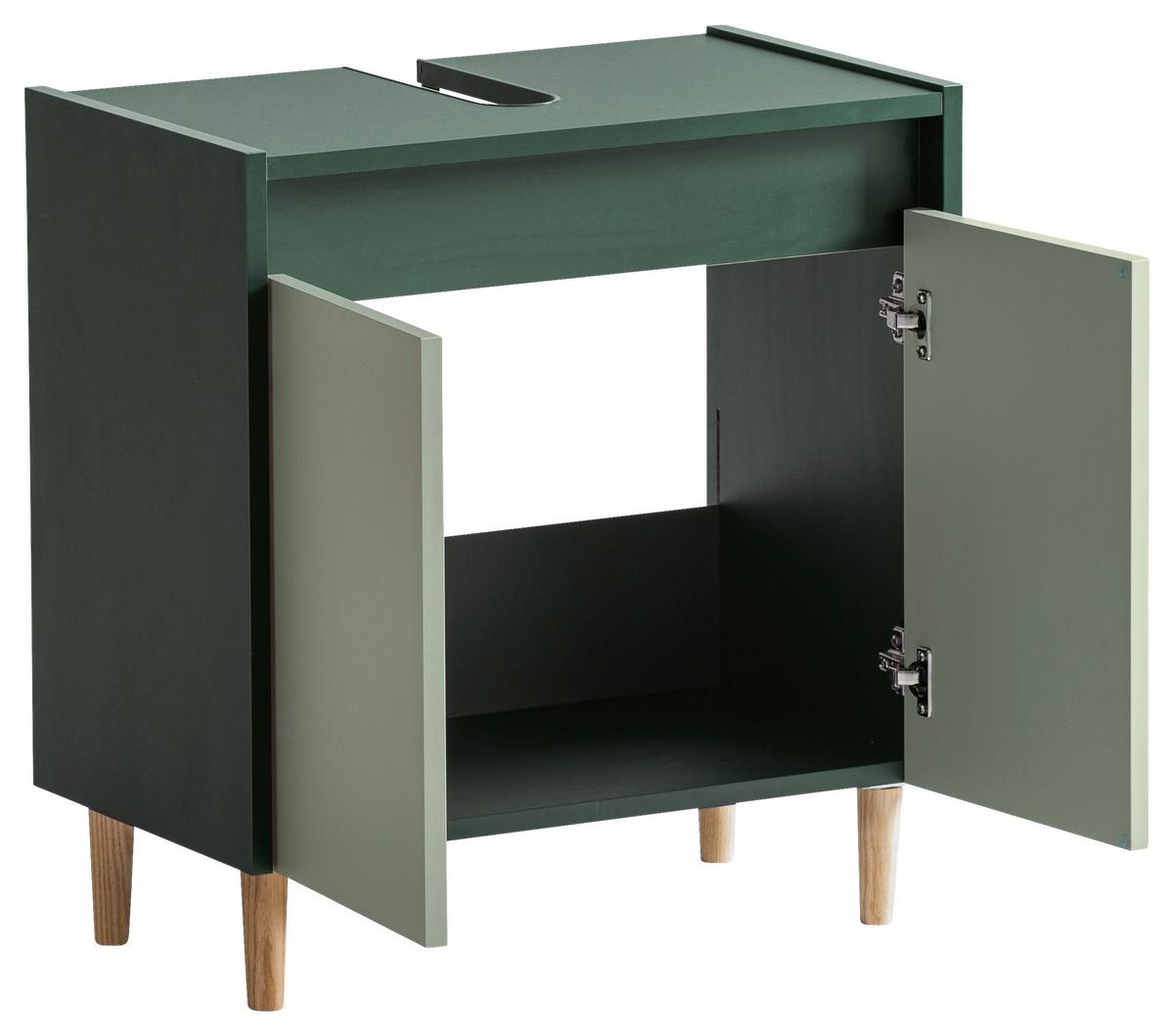 Waschbeckenunterschrank Lovis Dunkelgrün - Dunkelgrün/Eschefarben, MODERN, Holz/Holzwerkstoff (56,9/60,1/33,0cm) - MID.YOU
