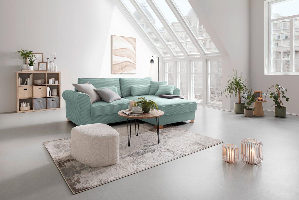 Wohnlandschaft Angelo Salbeigrün - Salbeigrün, MODERN, Holz/Holzwerkstoff (255/185cm) - Mömax