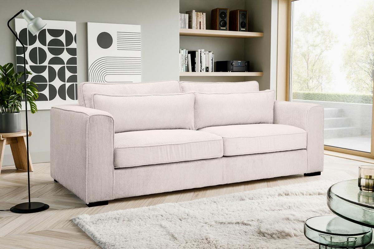 3-Sitzer-Sofa Almera Graubeige - Greige/Schwarz, Basics, Holz/Textil (241/92/112cm) - MID.YOU