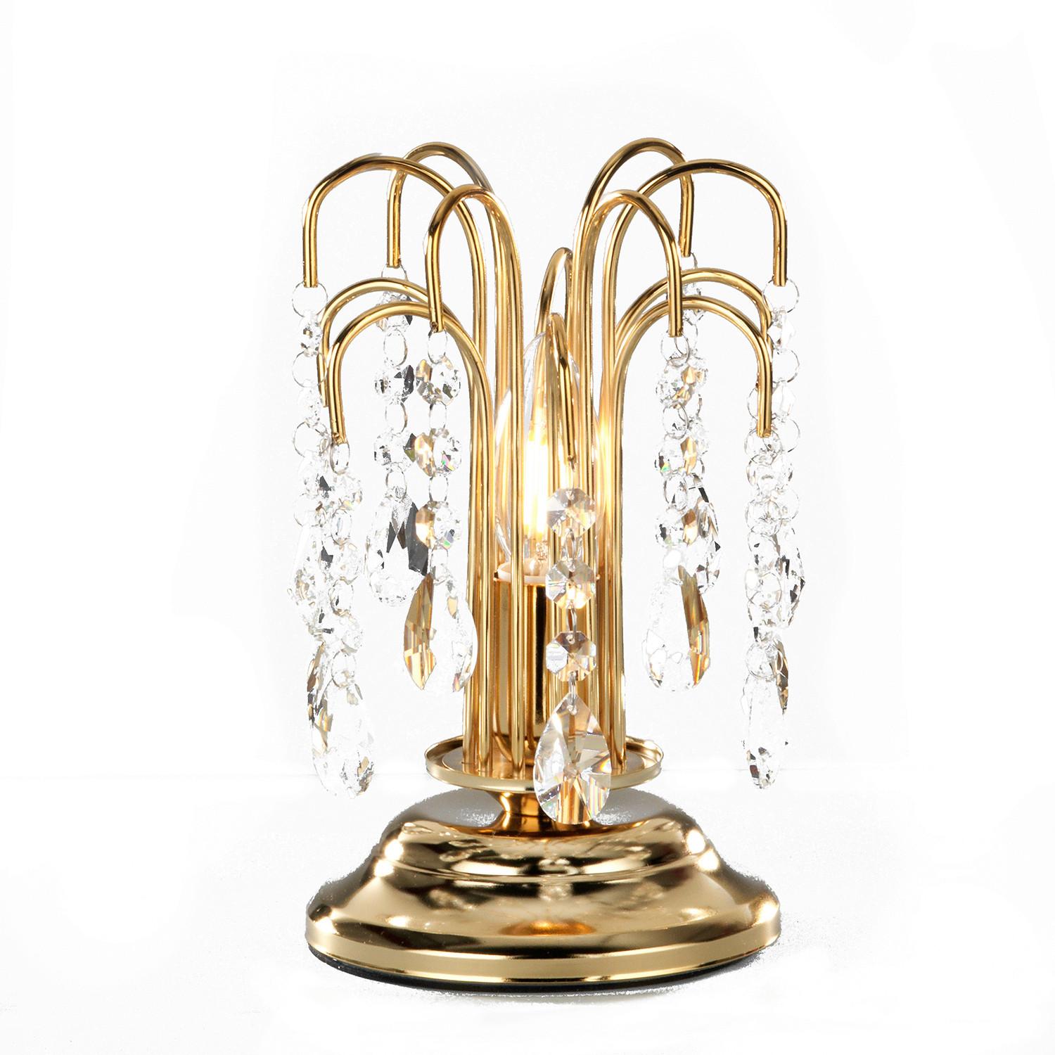 Kristall-Tischleuchte Pioggia Goldfarben max. 6 Watt - Goldfarben, KONVENTIONELL, Glas/Metall (16/23cm)