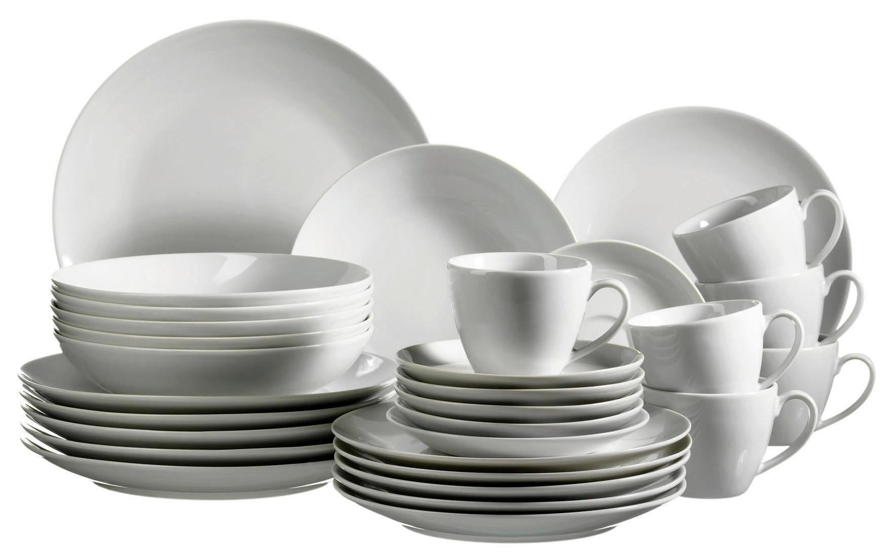 Kombiservice Barca Weiß, 30-teilig - Weiß, Basics, Keramik - Mäser