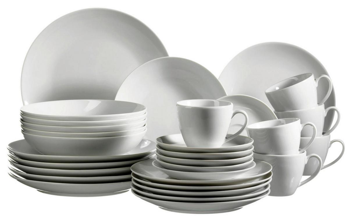 Kombiservice Barca Weiß, 30-teilig - Weiß, Basics, Keramik - Mäser