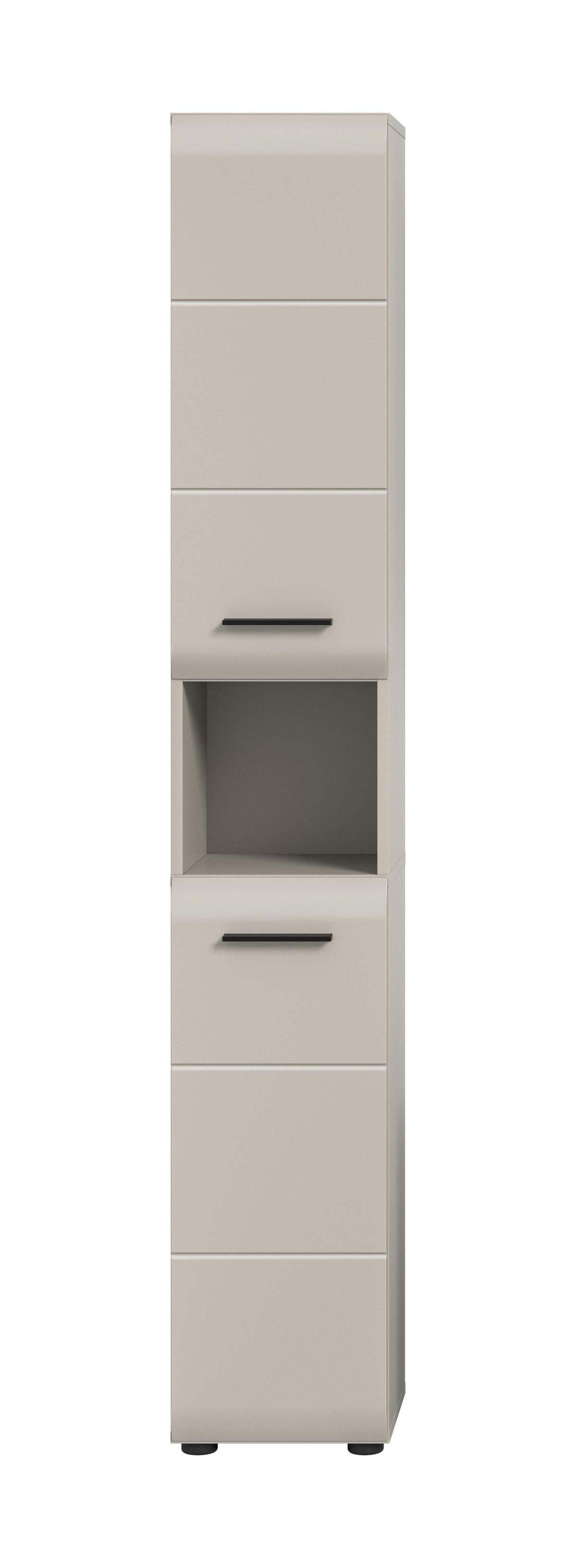 Hochschrank Ice Kaschmir - Kaschmir/Schwarz, Trend, Holzwerkstoff/Kunststoff (30/185/30cm) - MID.YOU