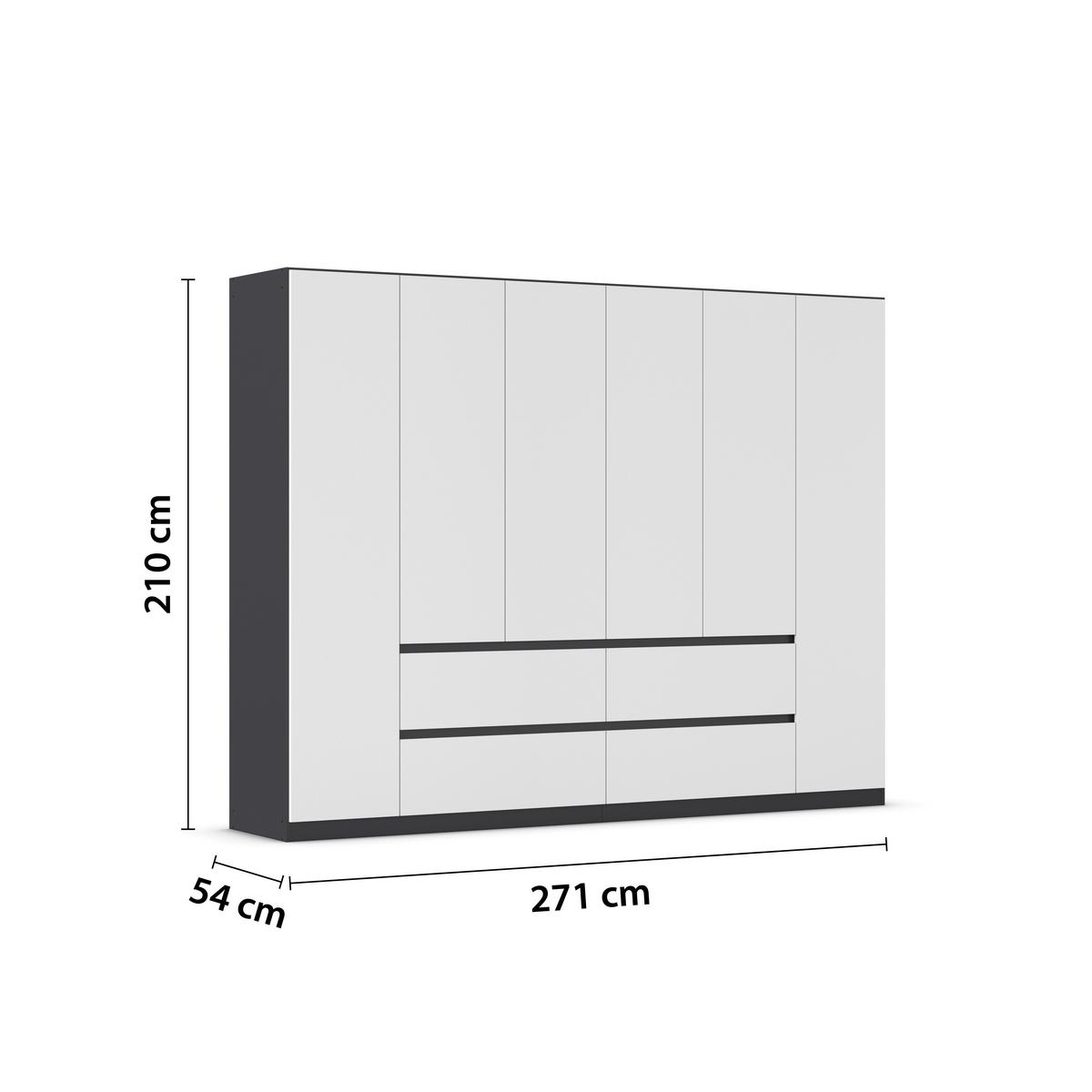 DULAP  USI ROTATIVE MAINZ - alb/gri, Basics, material pe bază de lemn (271/210/54cm) - Modern Living