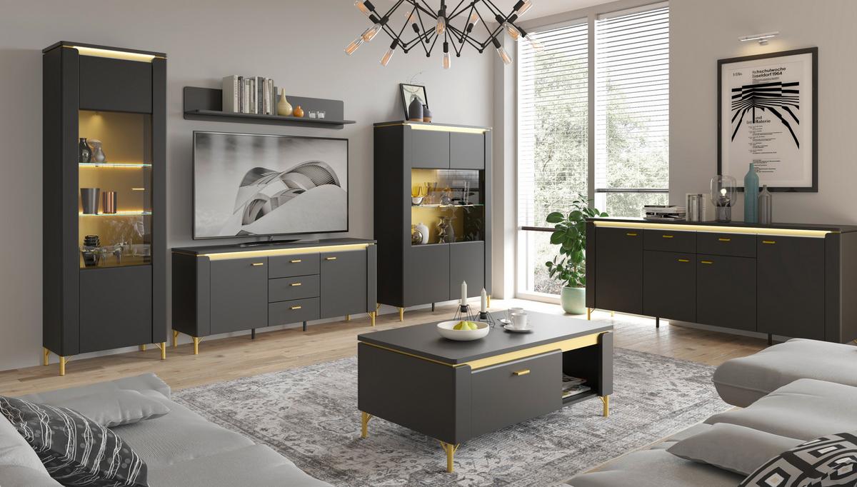 Etajeră De Perete Norica - negru, Trend, material pe bază de lemn (140/24/21,6cm) - Modern Living