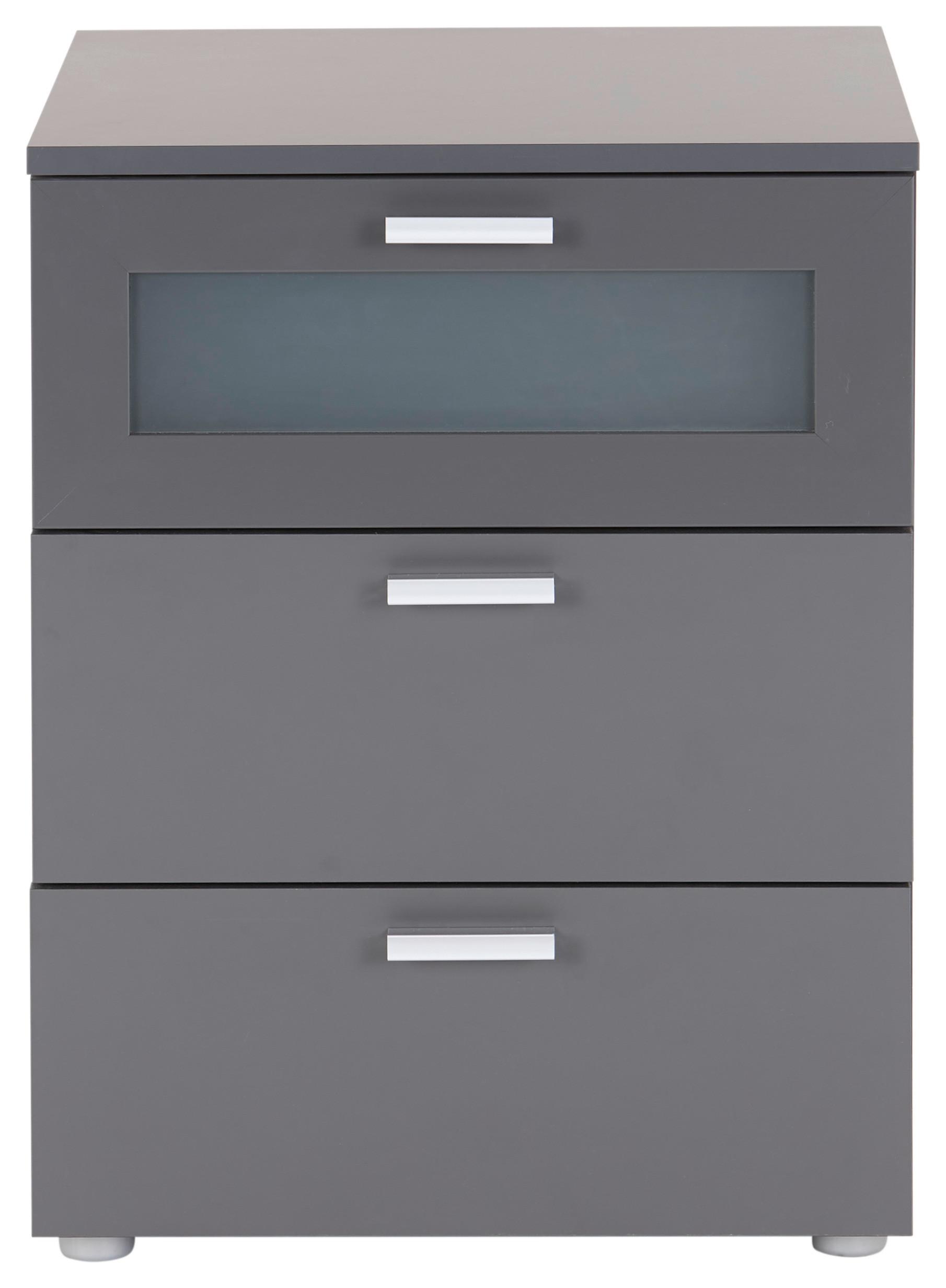 SÄNGBORD XENO - grafitfärgad/silver, Klassisk, trämaterial/glas (45/60/40cm) - Mömax