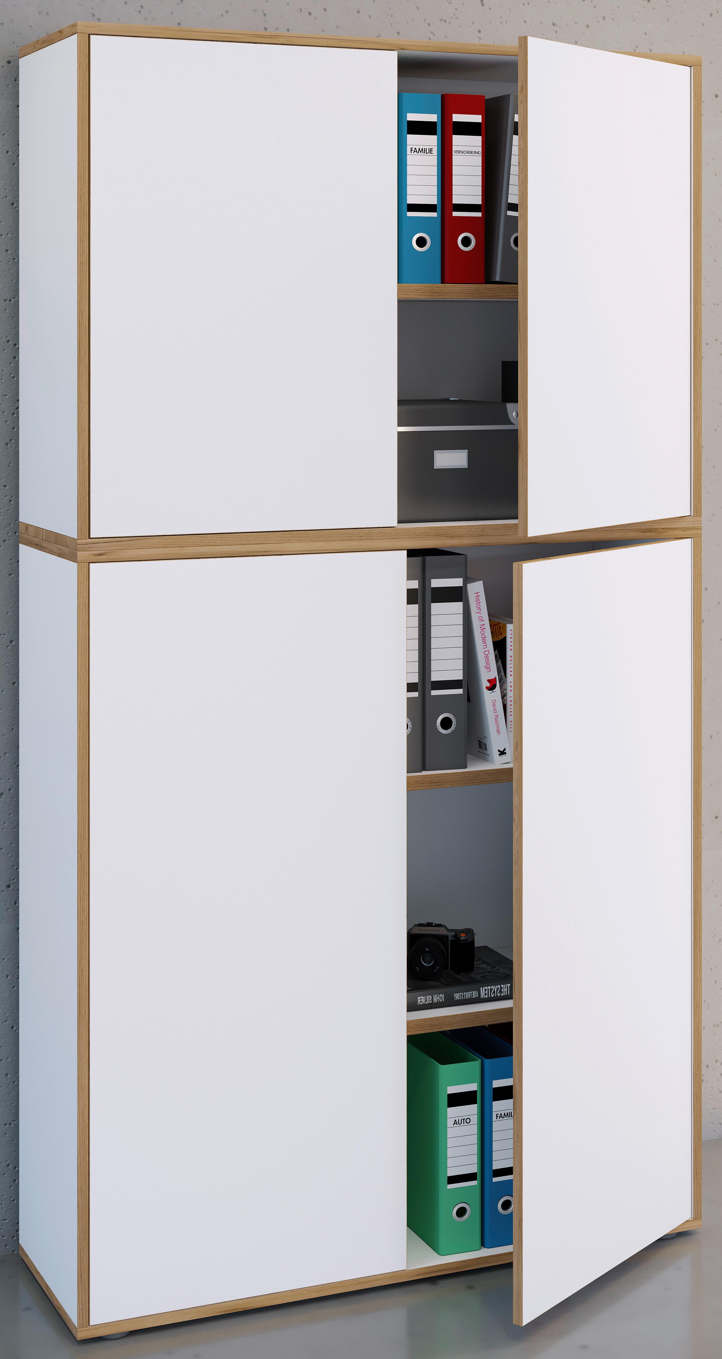 AKTENSCHRANK SALIA B100 - Honigeiche/Weiss, Design, Holzwerkstoff (100/183/33cm) - MID.YOU