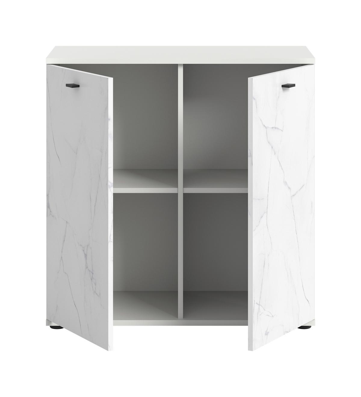 Komoda Stone - bijela/crna, Design, drvni materijal/plastika (86/87/40cm) - Modern Living