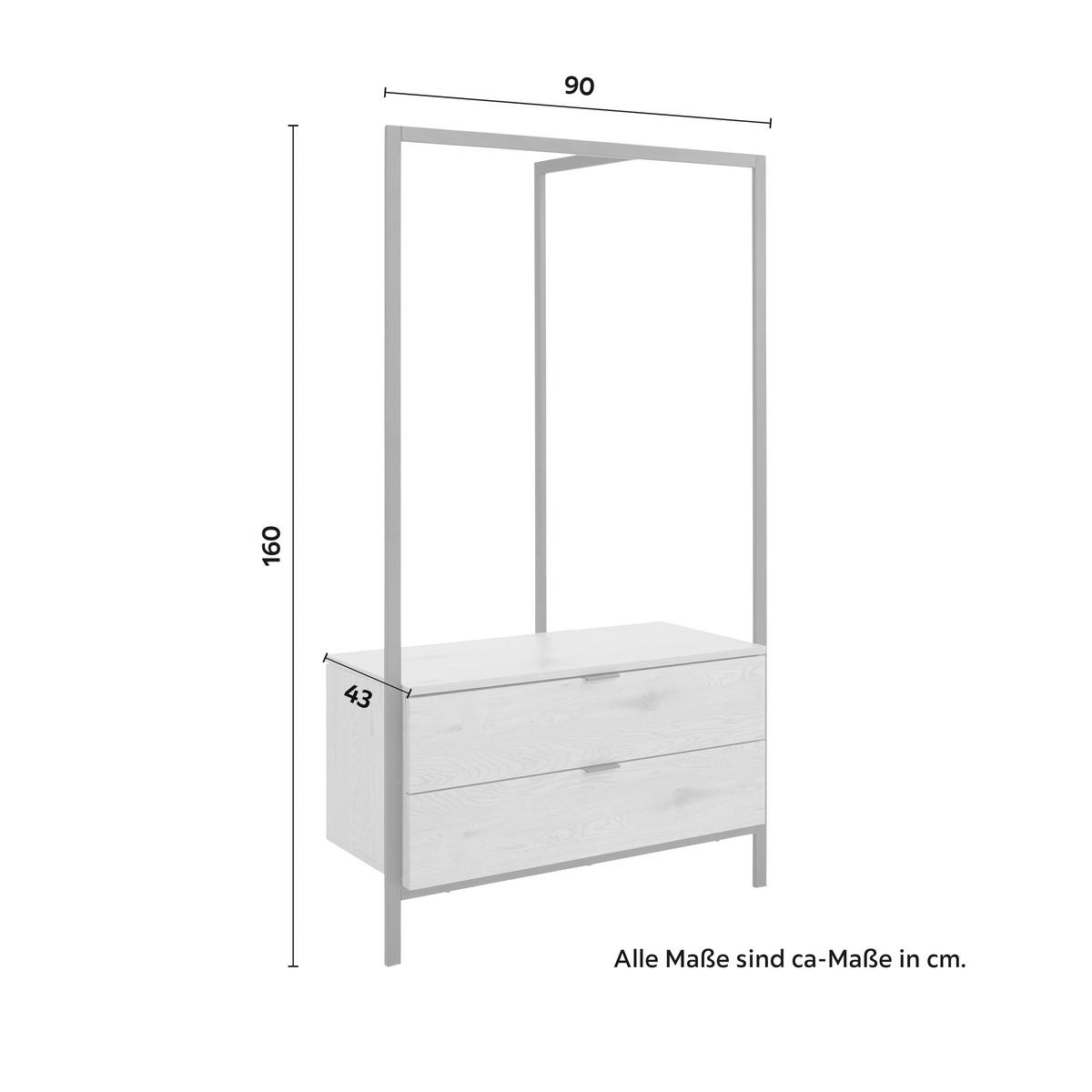 Garderobe Connor Eichefarben/Schwarz MDF - Eichefarben, MODERN, Holz/Metall (90/160/43cm) - Bessagi Home