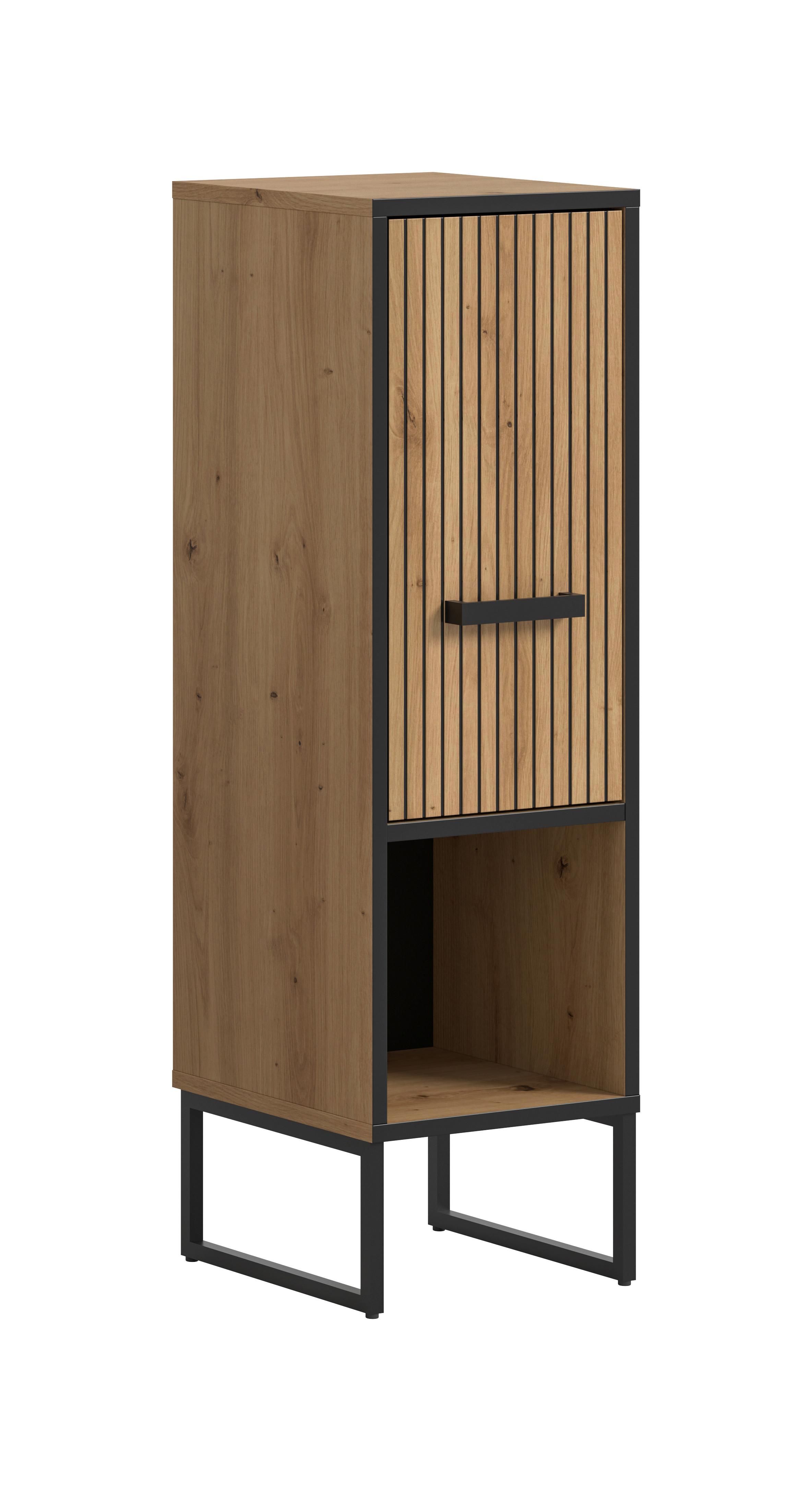 Midischrank Bagno Eiche Artisan/Schwarz - Schwarz/Eiche Artisan, Trend, Holzwerkstoff/Kunststoff (30/101/32cm) - MID.YOU
