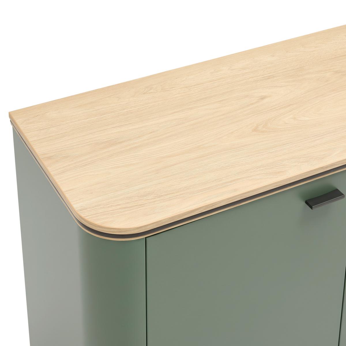 Sideboard Lagos Salbeigrün/Eiche Artisan - Salbeigrün/Anthrazit, Modern, Glas/Holzwerkstoff (210,2/87,5/42,5cm) - Premium Living