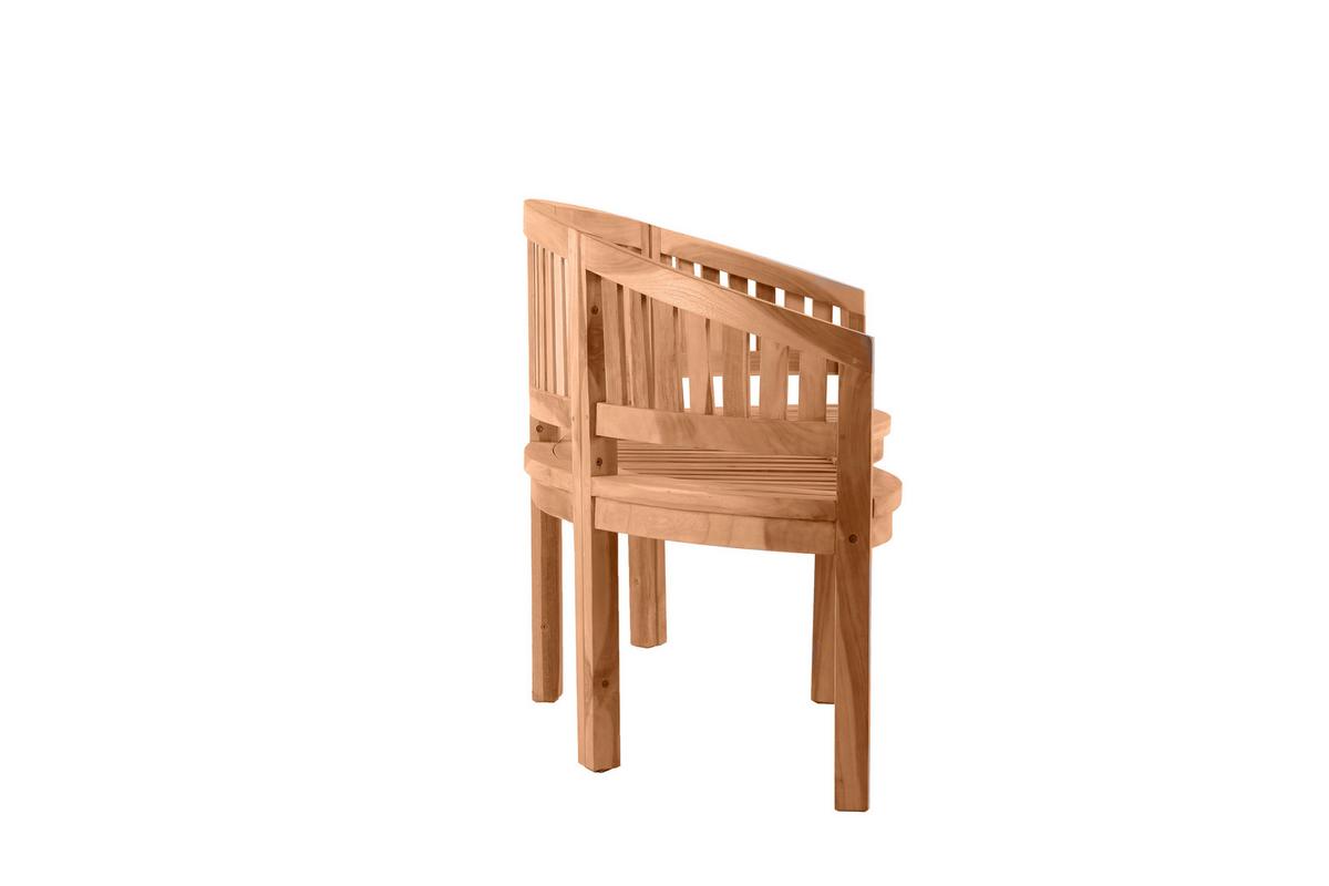 Gartenbank 3-Sitzer halbrund Naturfarben Teakholz - Naturfarben, Natur, Holz (150/87/61cm) - Gardenson