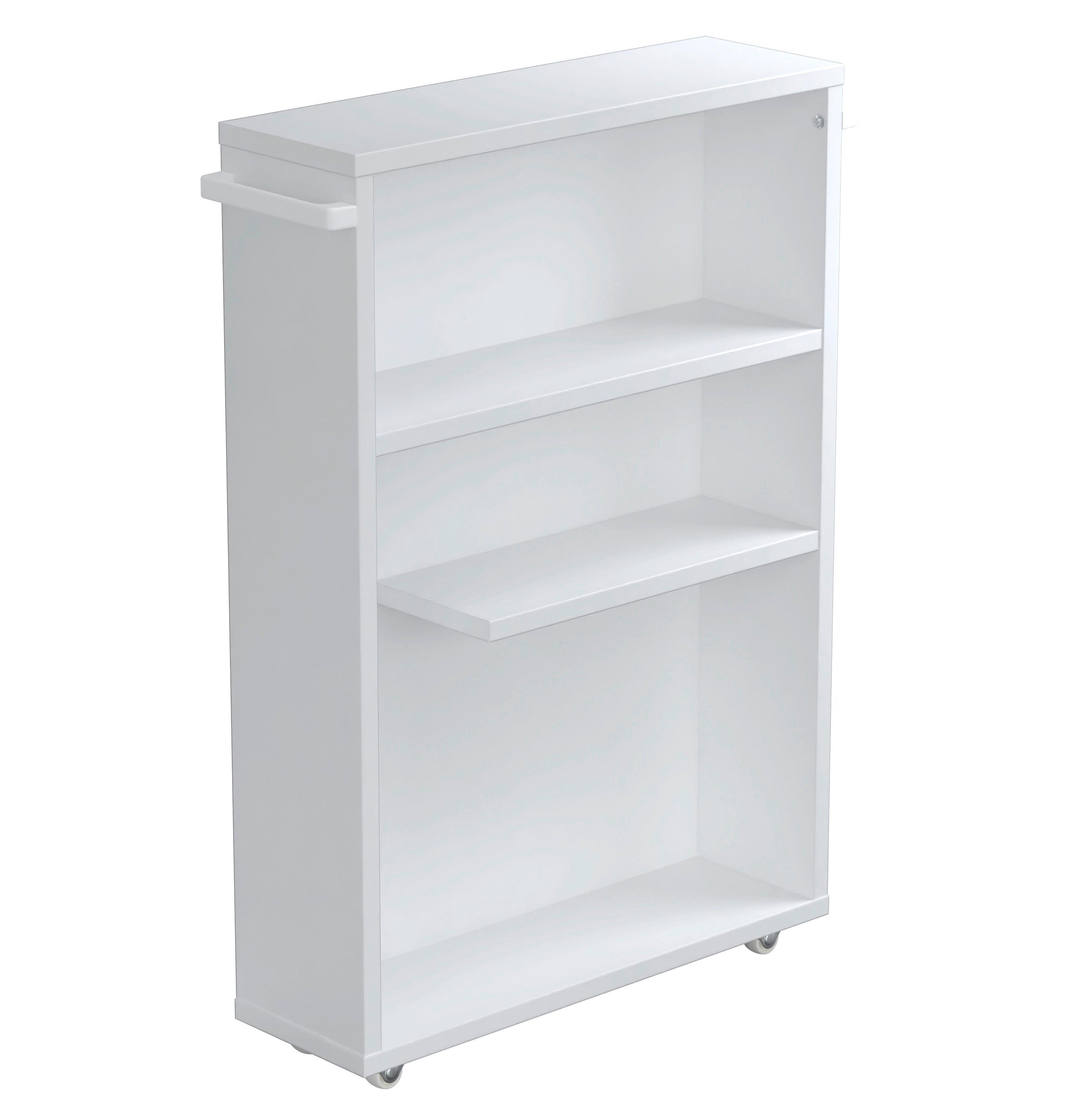 Midischrank Nilari - Weiss/Silberfarben, Trend, Holzwerkstoff/Kunststoff (20/61/45cm) - MID.YOU