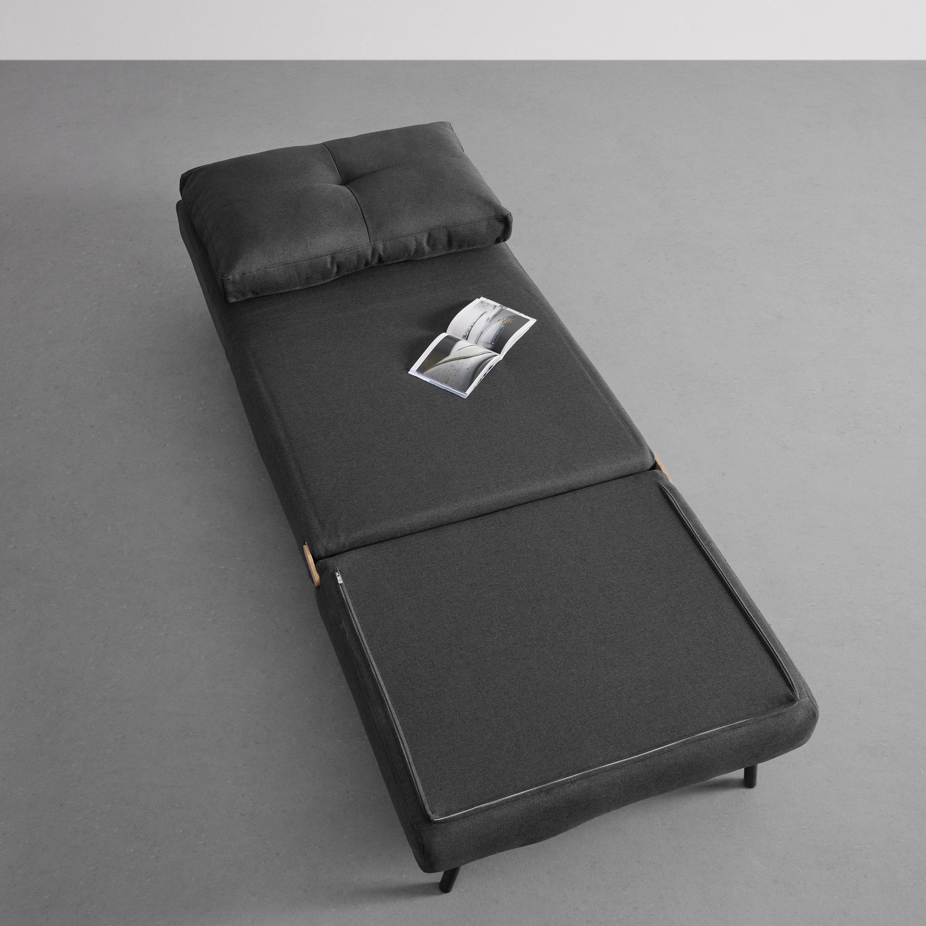Schlafsessel Malic Dunkelgrau Webstoff - Dunkelgrau/Eichefarben, MODERN, Textil/Metall (80/84/90cm) - Bessagi Home