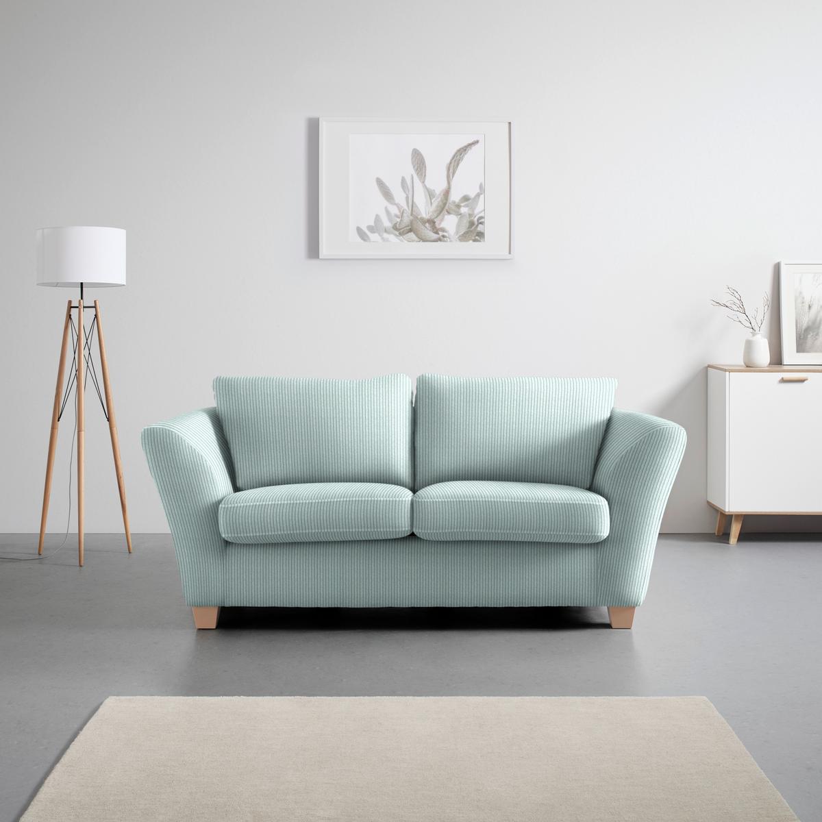 2-Sitzer-Sofa Devado Hellblau Cord - Naturfarben/Hellblau, Holz/Textil (190/70-85/95cm) - Mömax