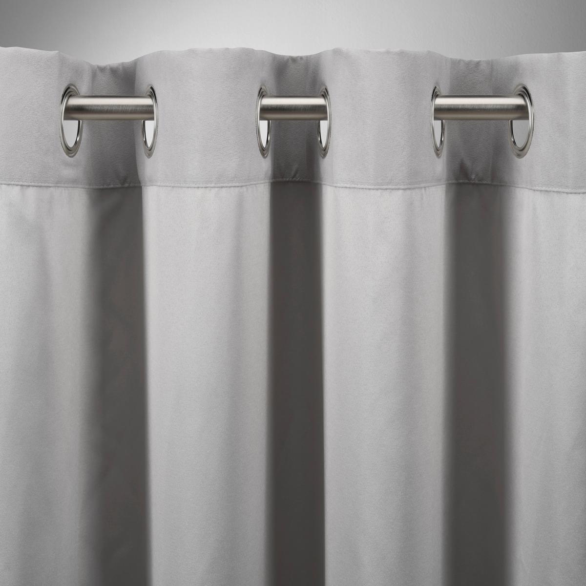 Ösenvorhang Velours in Grau ca. 140x245cm - Grau, KONVENTIONELL, Textil (140/245cm) - Modern Living