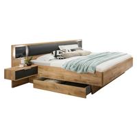 Ágykeret Éjjeliszekrénnyel Valencia - grafitszürke/tölgyfa színű, Modern, faalapú anyag (289/92/210cm)