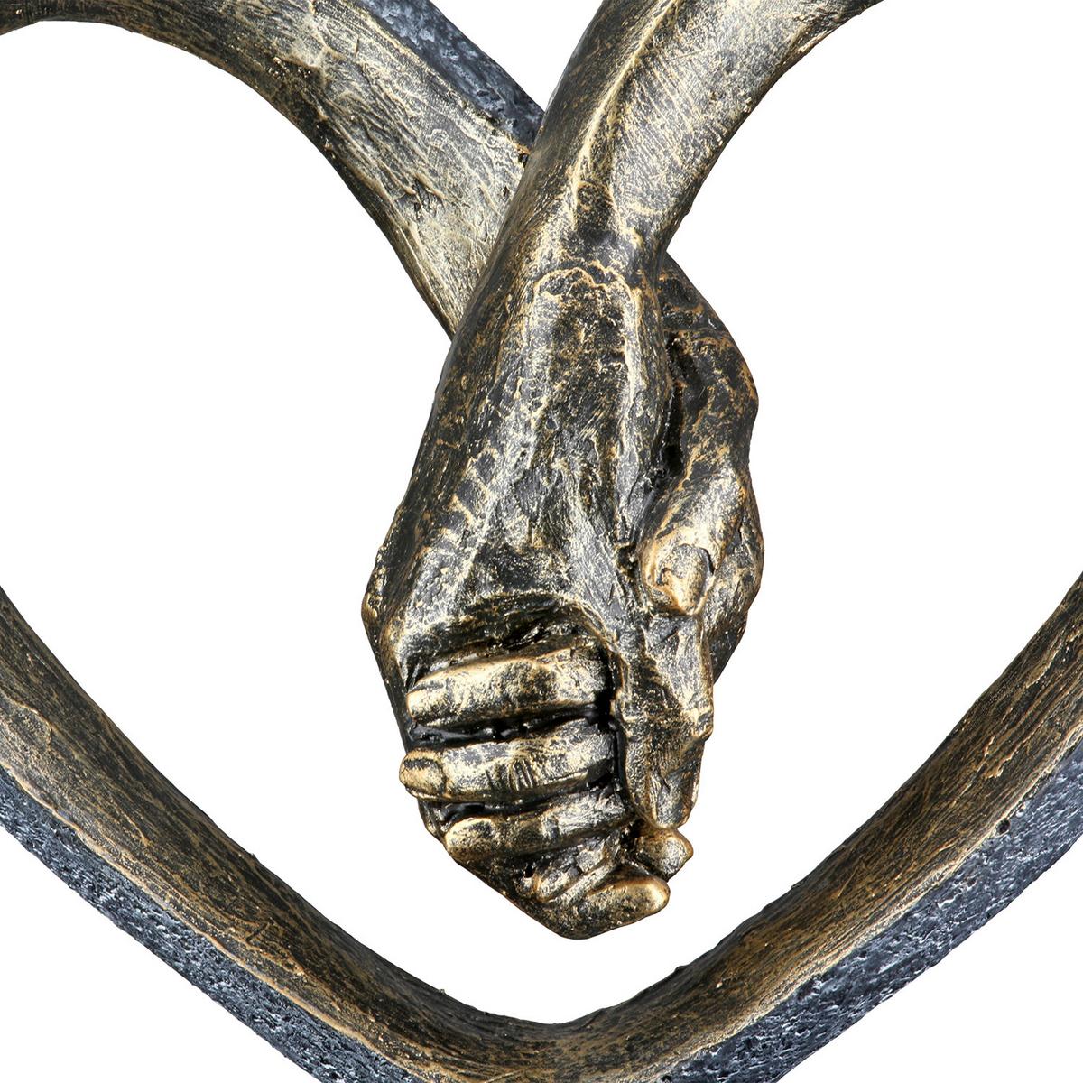 Skulptur Hand in Hand Grau/Bronzefarben - Bronzefarben/Grau, Basics, Kunststoff (26/24,5/10cm)